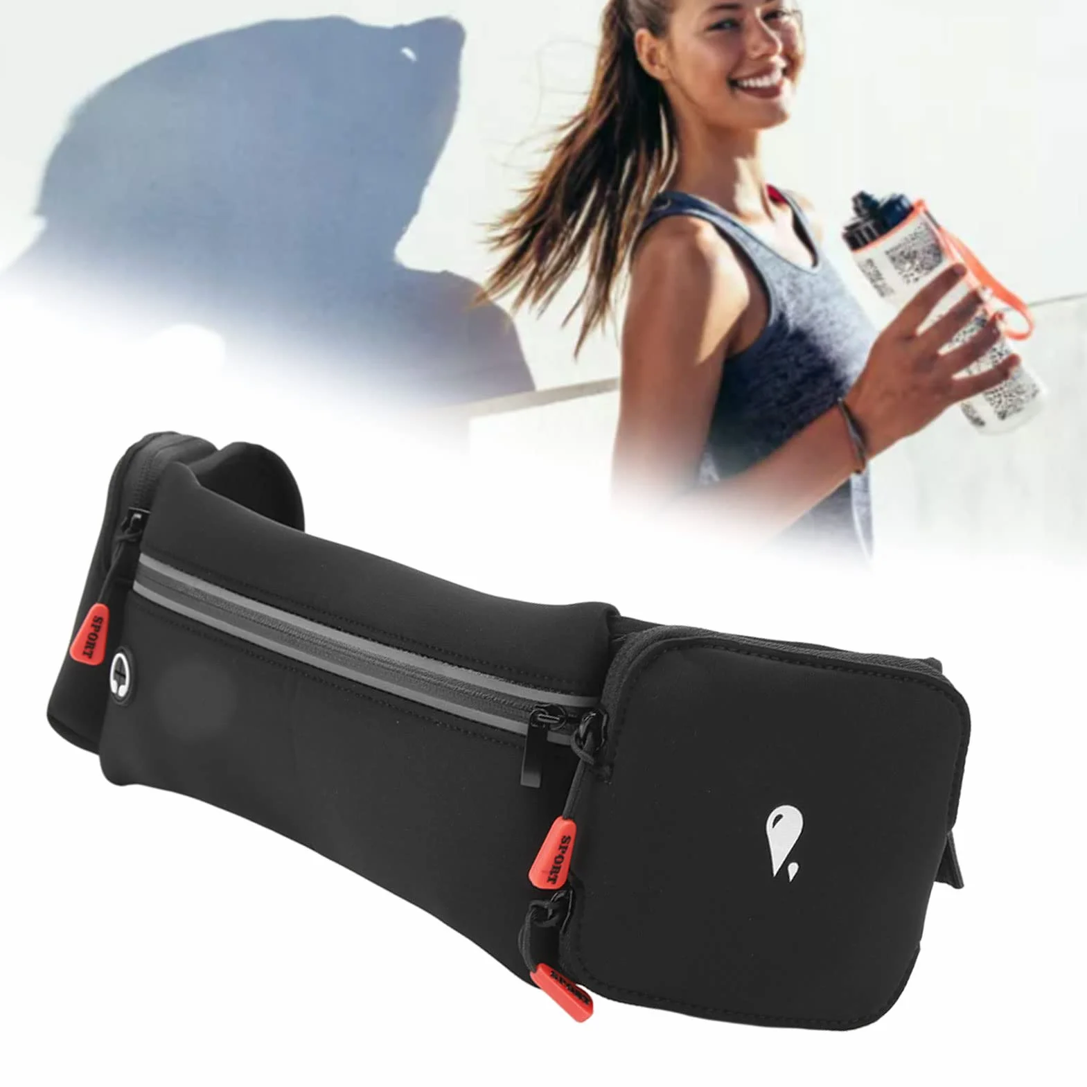 Cinturón de hidratación para Correr, Ligero y Transpirable con Soporte Ajustable para Botella, Manos Libres para Fitness, Running y Senderismo