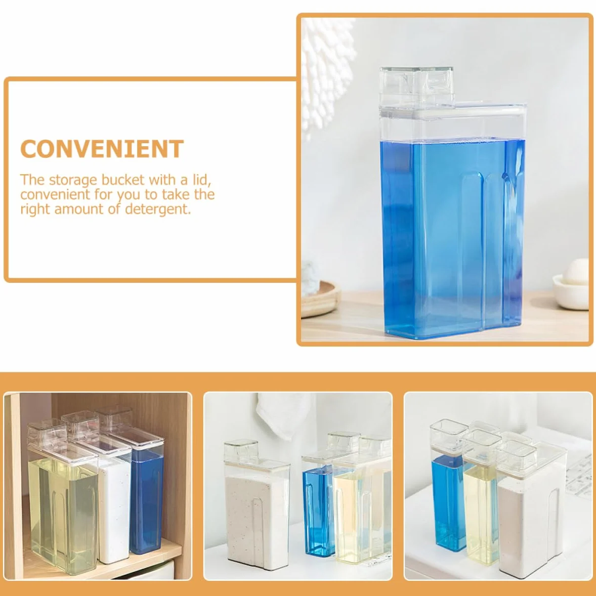 Contenedor de Detergente de Lavandería Reutilizable y Hermético de Pet Capacidad para 2 Botellas, Adecuado para Almacenamiento Organizado en Cocina o Baño
