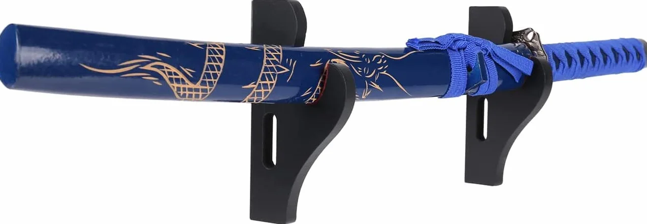Katana Soporte de pared, 1 par de soportes de gancho ajustables acolchados de terciopelo