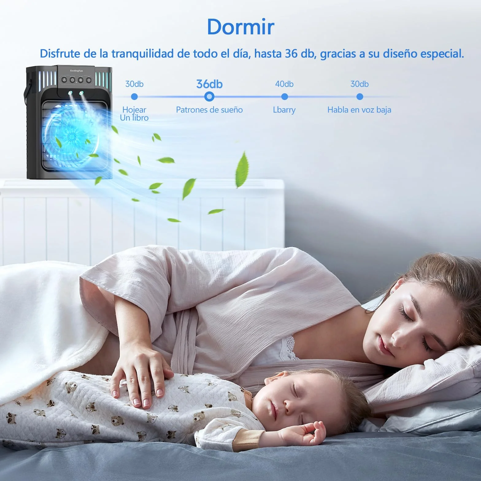 Aire Acondicionado Portatil Silencioso,1200ML Enfriador de Aire con Mando,3 Velocidades,3 Modos,2-8H Timer,7 LEDs,10W Climatizador Portatil Evaporativo para Dormitorios,Habitación,Oficina