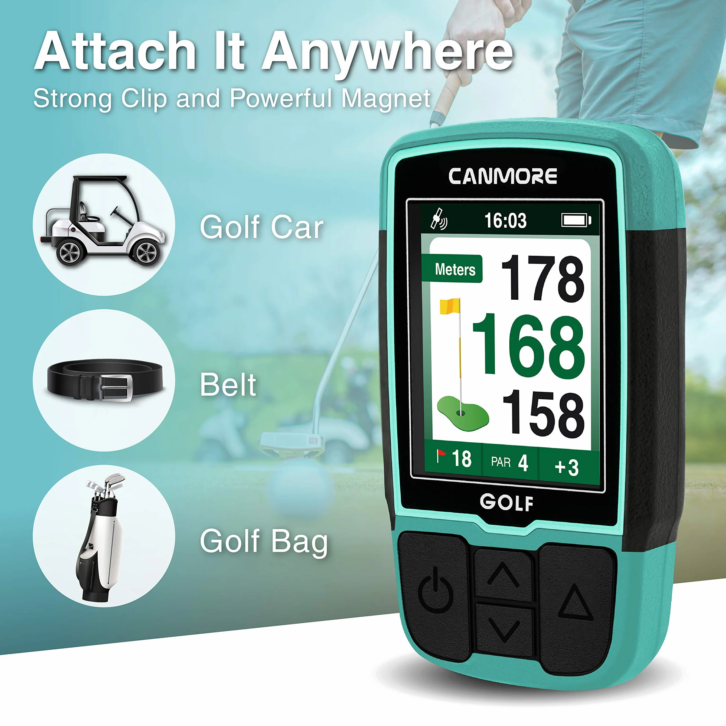 CANMORE HG200 PRO GPS de golf de mano, 41,000 cursos, negro