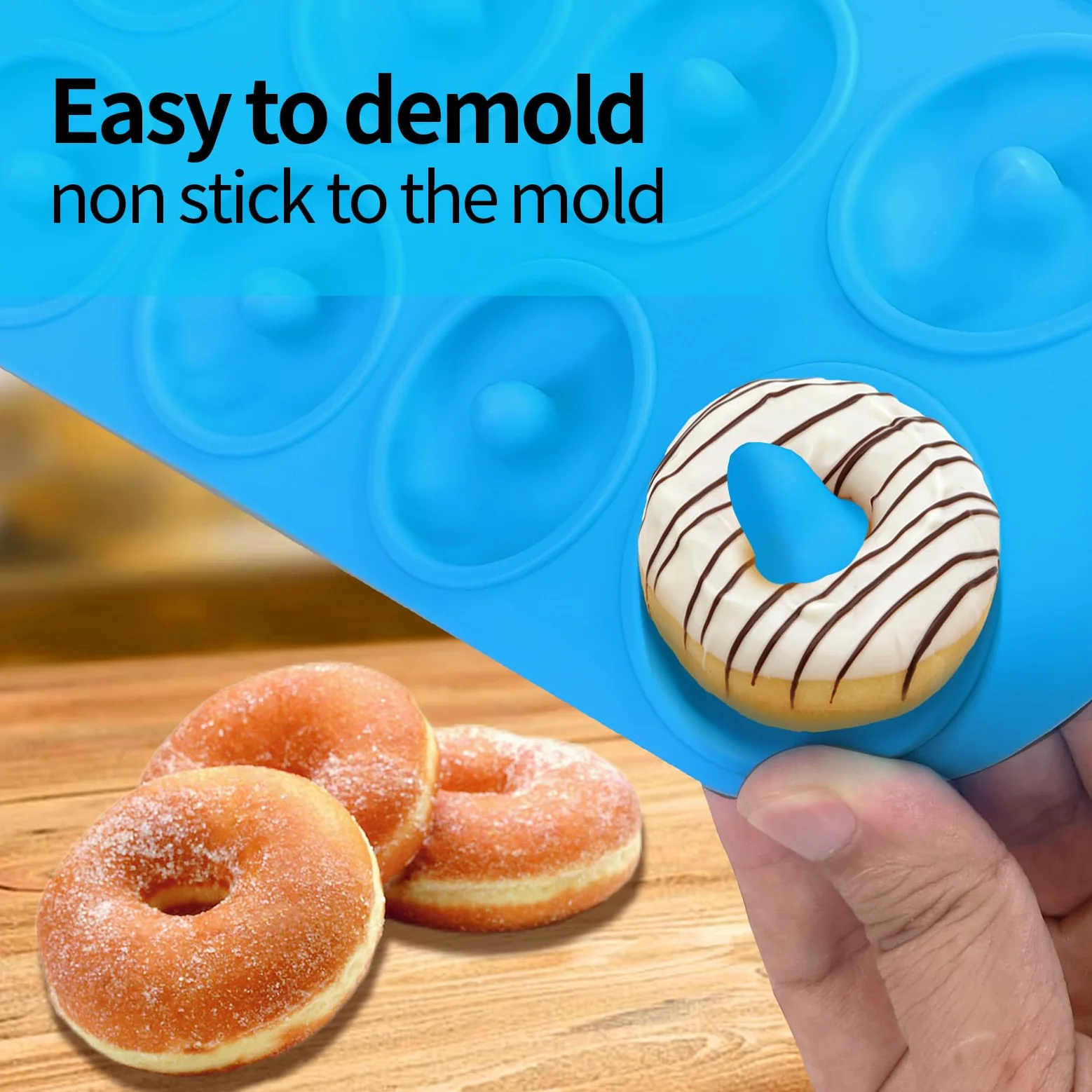 Moldes de silicona para donuts, mini moldes de silicona para hornear donuts sabrosos, bagels, tartas y más