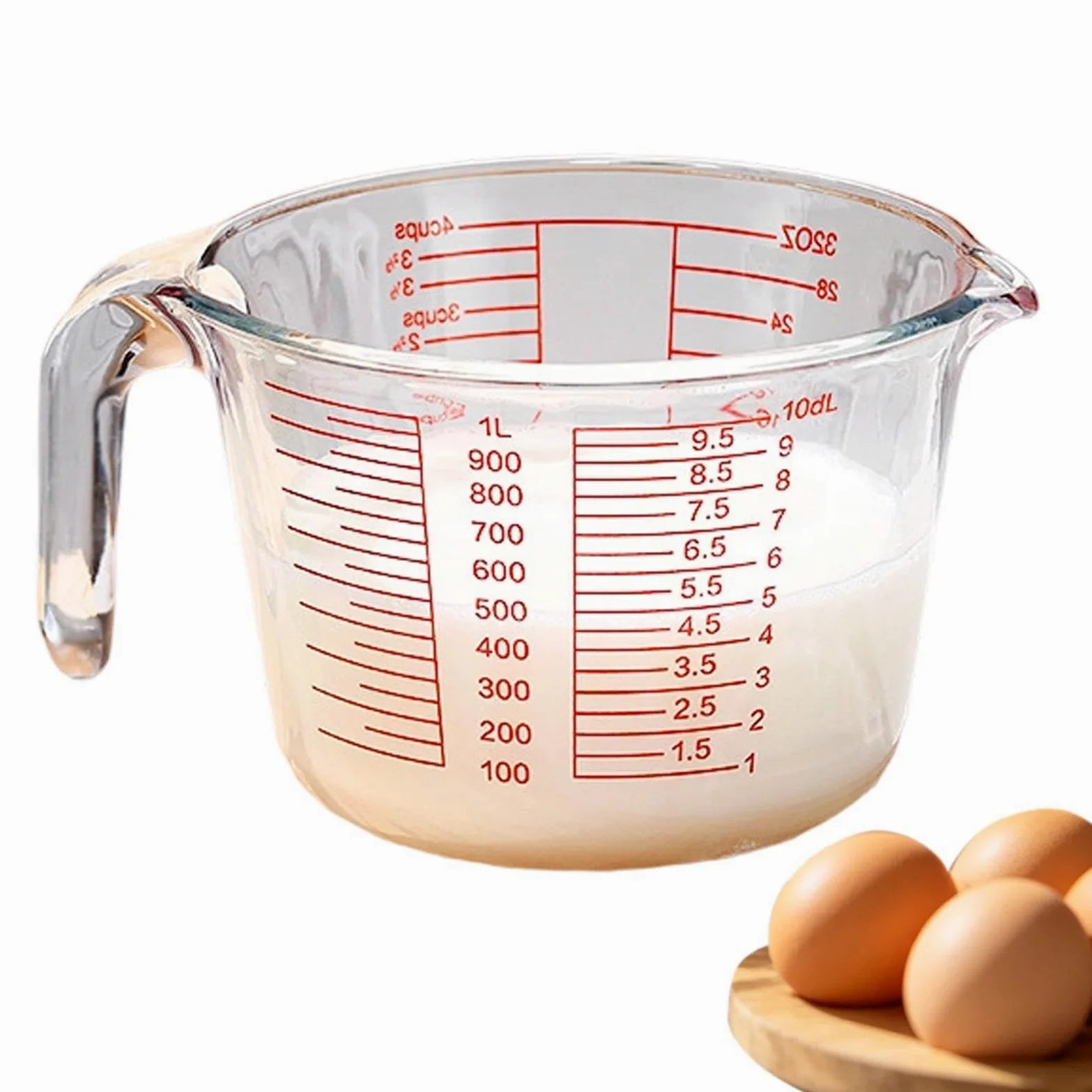 Tazas Medidoras de Vidrio Recipiente De Medición Transparente Y Portátil | Recipiente Medidor Portátil Para Horno Lavavajillas Congelador Medición Horneado Cocción Cocina Hogar Casa