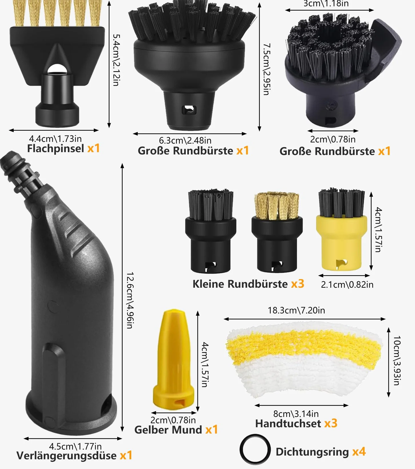 15 unidades para limpiador de vapor Kärcher SC3 SC1 SC5 SC4 SC2 accesorios, limpiador de vapor compatible accesorios Karcher SC1 SC3 SC5 SC4 SC2 boquilla alargada, boquilla curva, cepillo
