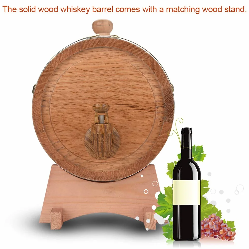 Oak Barrel Bar & Restaurant Barrica de roble de 5 litros para envejecimiento 32×23×23 Dispensador de barrica de roble vintage de 3 litros