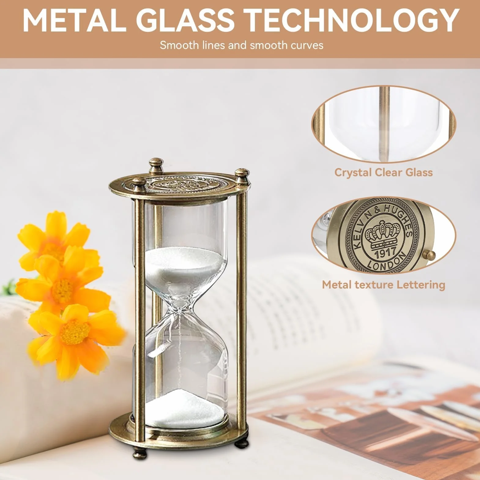 Reloj De Arena Cristal Transparente Temporizador para Decoración De Oficina