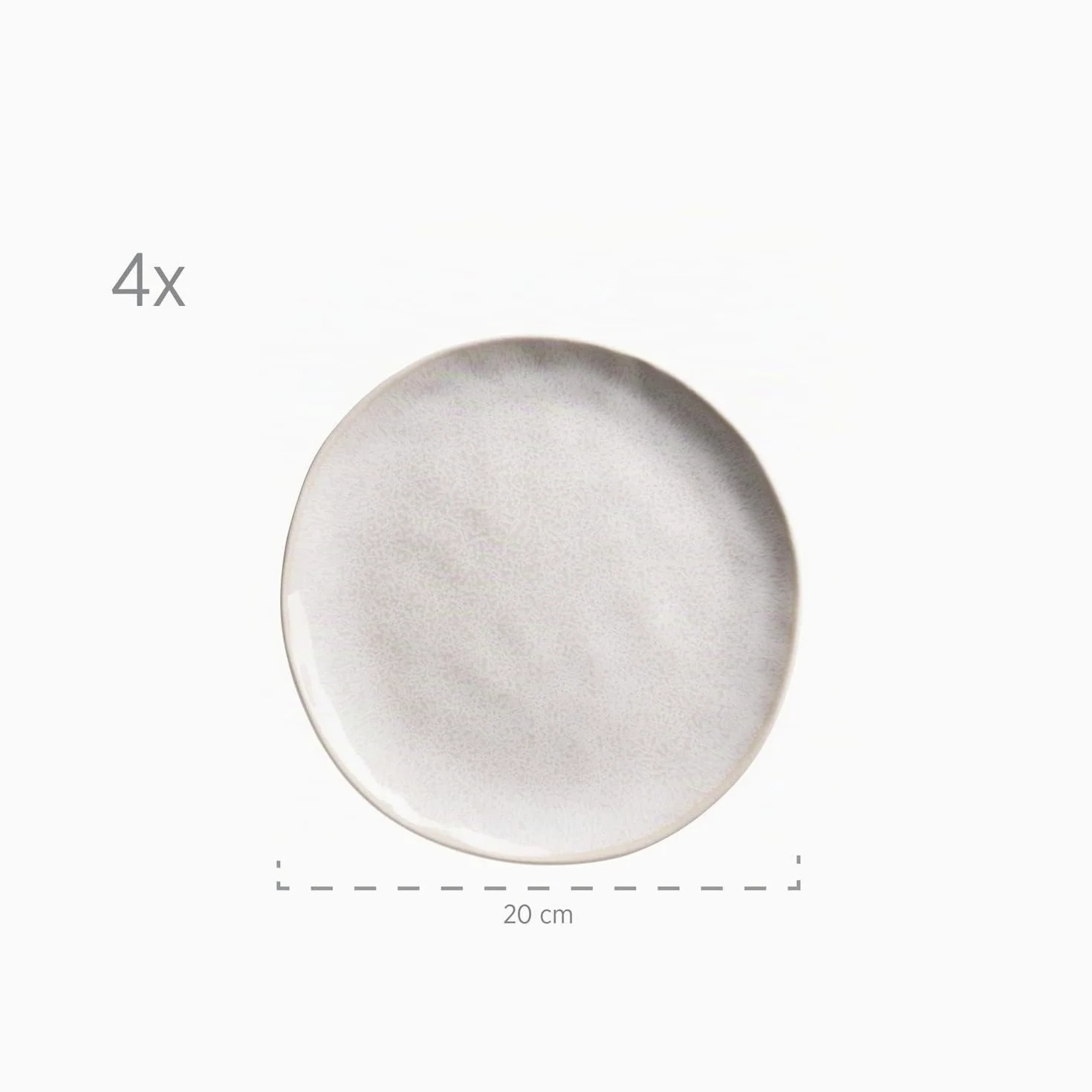 MÄSER Serie Frozen - Vajilla de cerámica para 4 personas, 16 piezas, con formas orgánicas, servicio moteado, color blanco