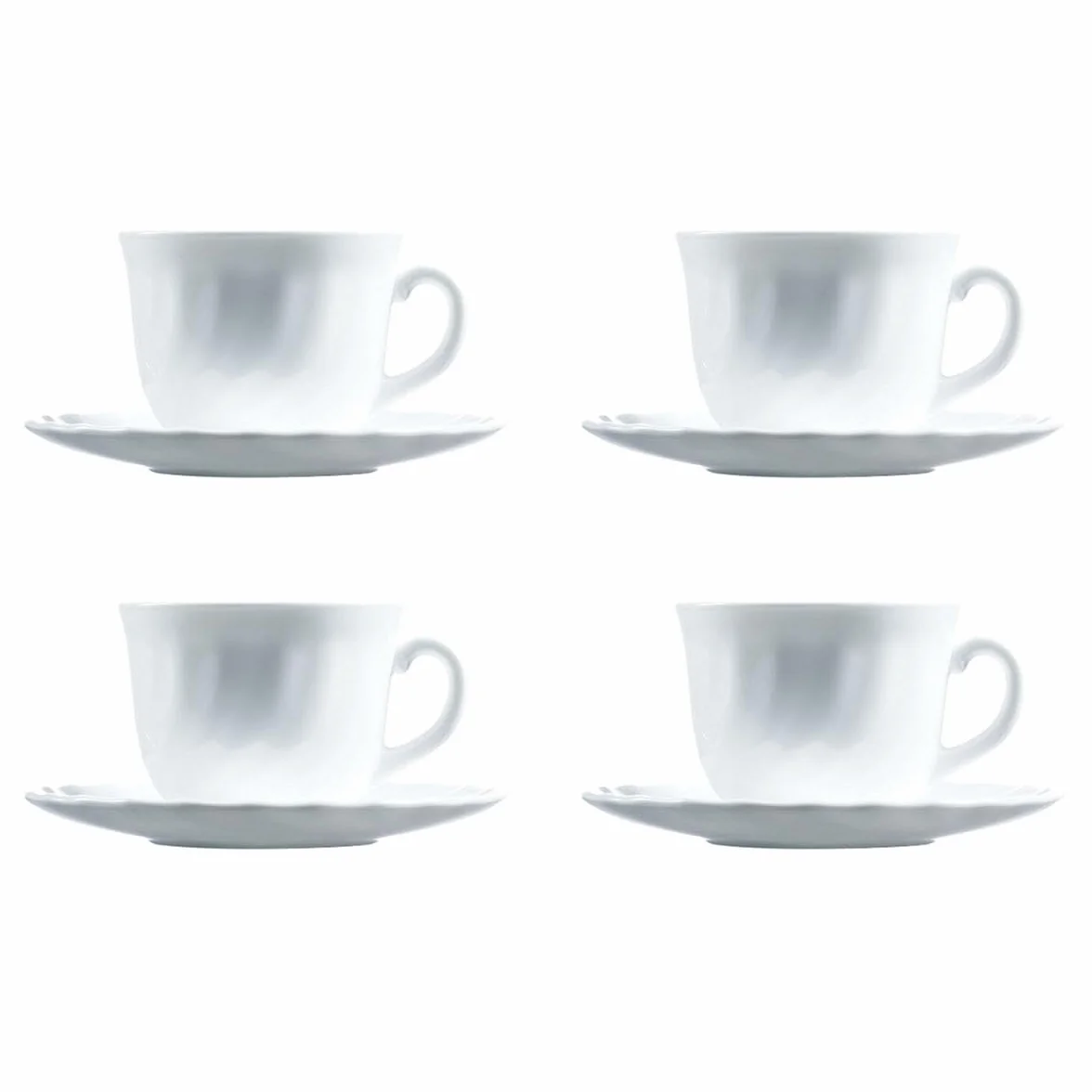 Luminarc Trianon Set Opal Con Plato 28cl Blanco, 4 Unidad (Paquete de 1)