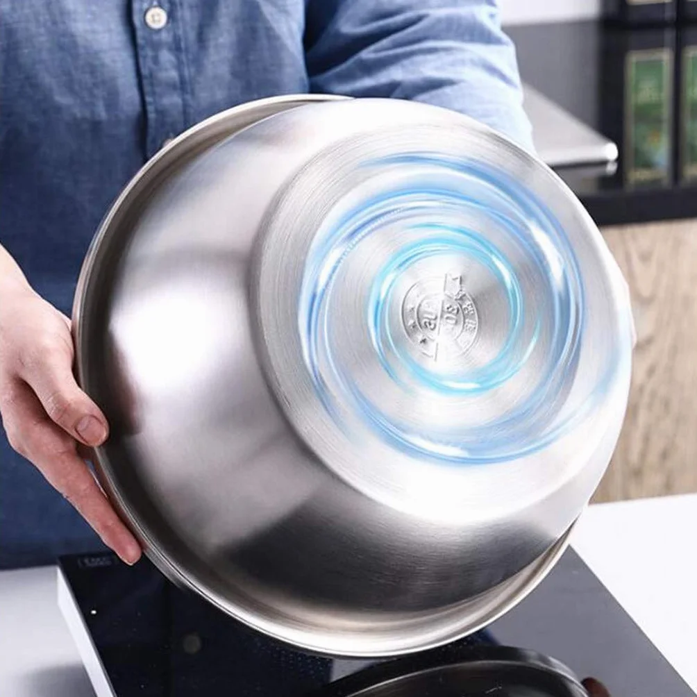 Vajilla Cuencos para Mezclar, Juego de 3 Ensaladeras de Acero Inoxidable, Cuencos Anidados de Metal para Cocina para Mezclar, Batir y Almacenar Alimentos - sin Tapa26cm-