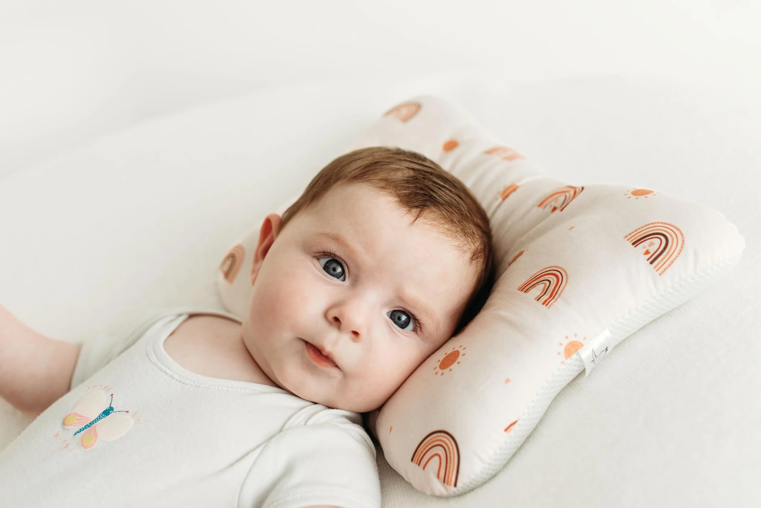Almohada para bebé de algodón orgánico transpirable 3D Air previene plagiocefalia