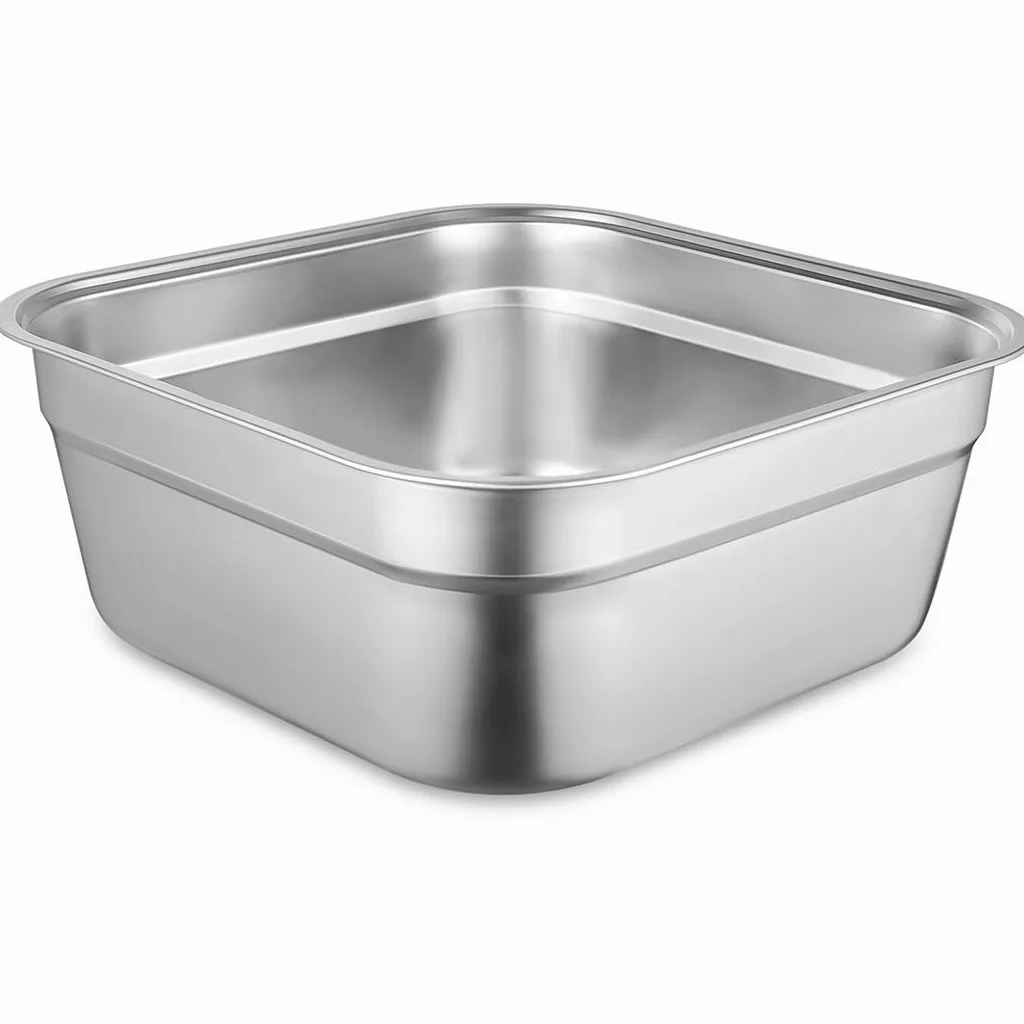 Cuenco de acero inoxidable, recipiente cuadrado grande para fregadero, recipiente de cocina multiusos, lavabo de verduras, plato resistente para el hogar