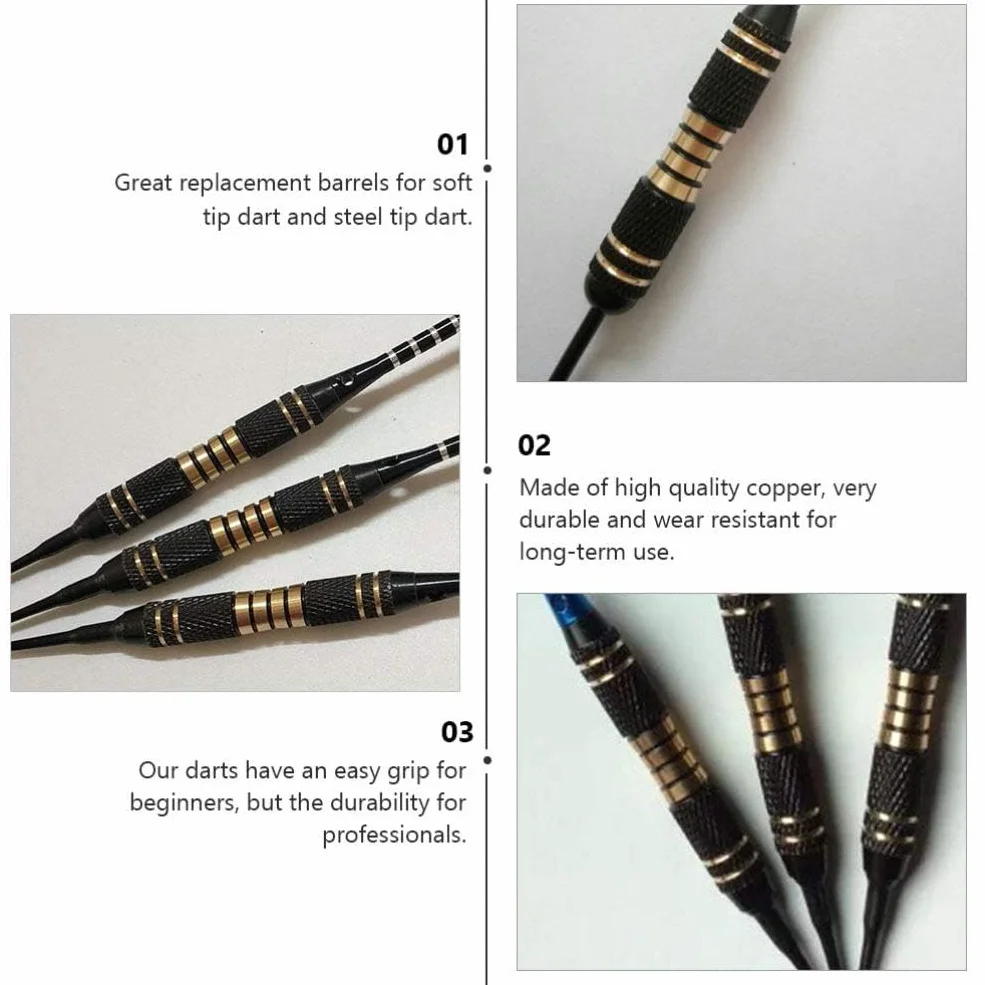 6pcs 16 Gramos Ejes de Dardos Barriles Cobre Reemplazo Negro