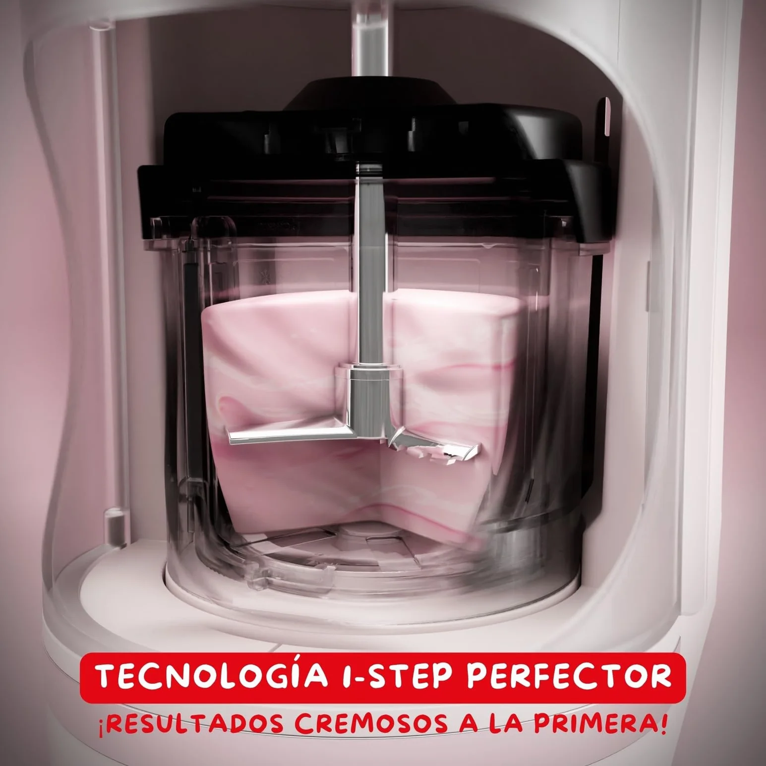 Moulinex Dolci, Heladera, 10 programas en 1, Limpieza con aclarado automático, Tecnología 1 Step Perfector, Hasta 1,4L de helado con los 3 boles de Tritan, Incluye cuchara helado, Blanca, MJ604AF0
