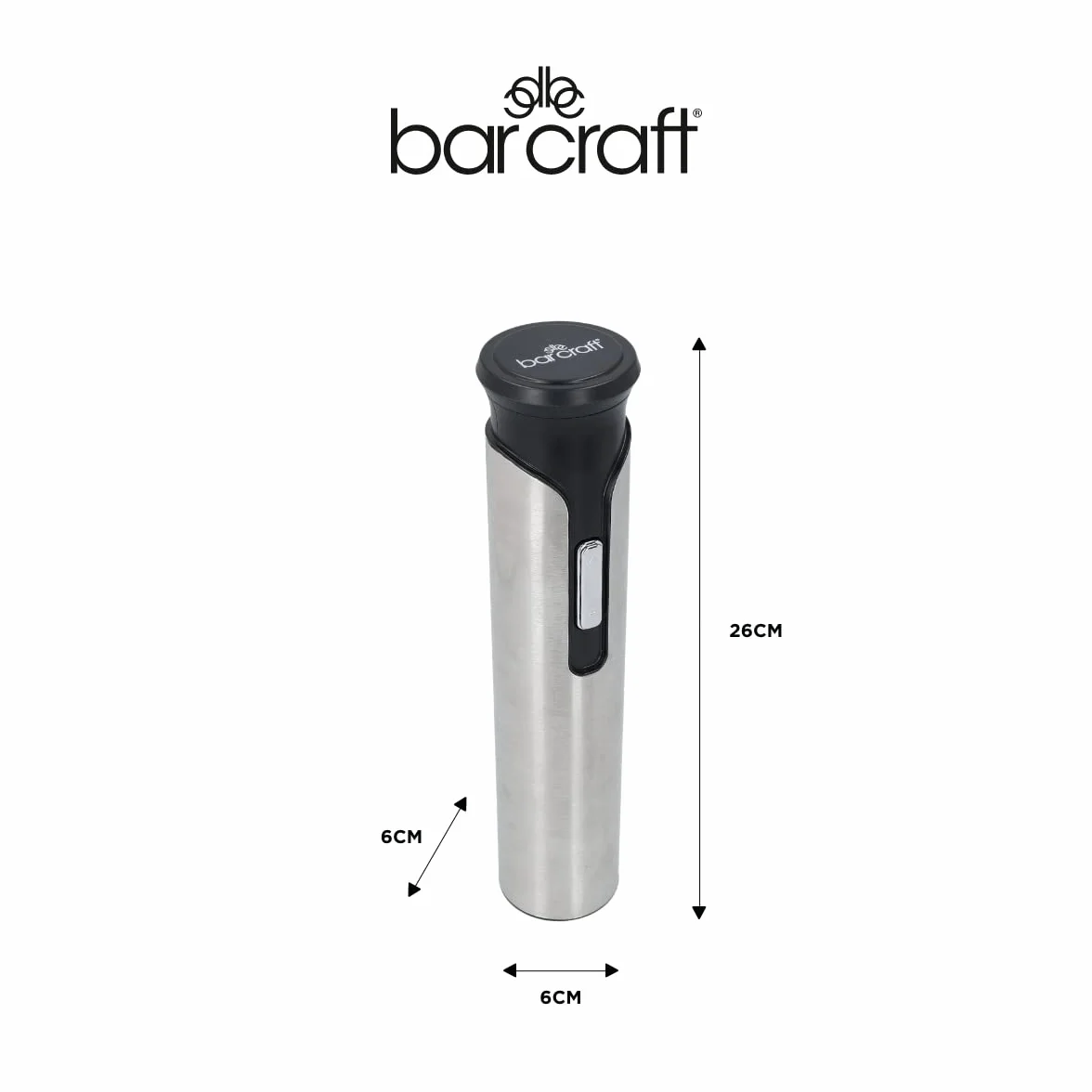 BarCraft Sacacorchos eléctrico de acero inoxidable, en caja de regalo, plata
