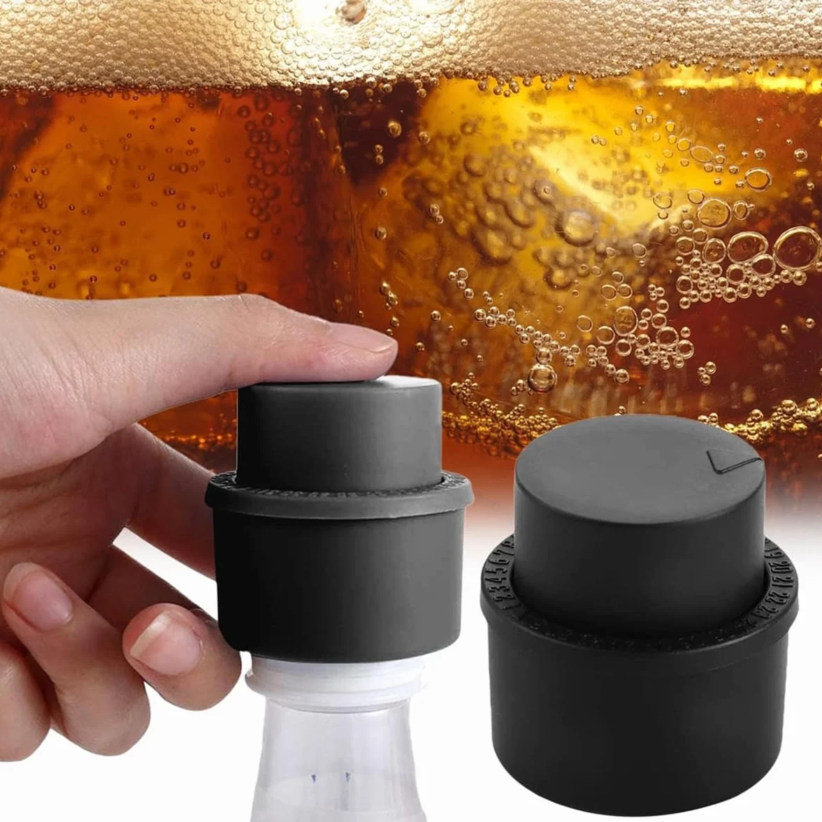 2 tapas para botellas de refresco, a presión, para camping y picnic, con bomba para cerveza, bebidas energéticas y agua.