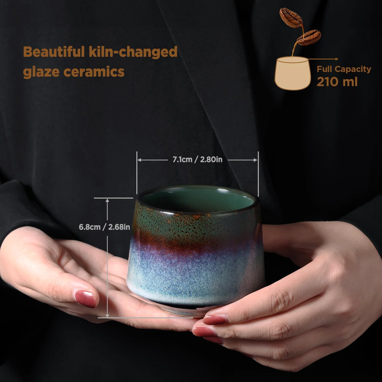 ecooe Tazas de capuchino, taza de café de porcelana de 200 ml, juego de tazas de té de capuchino de cerámica, para mujeres, hombres, mejor amiga, pareja