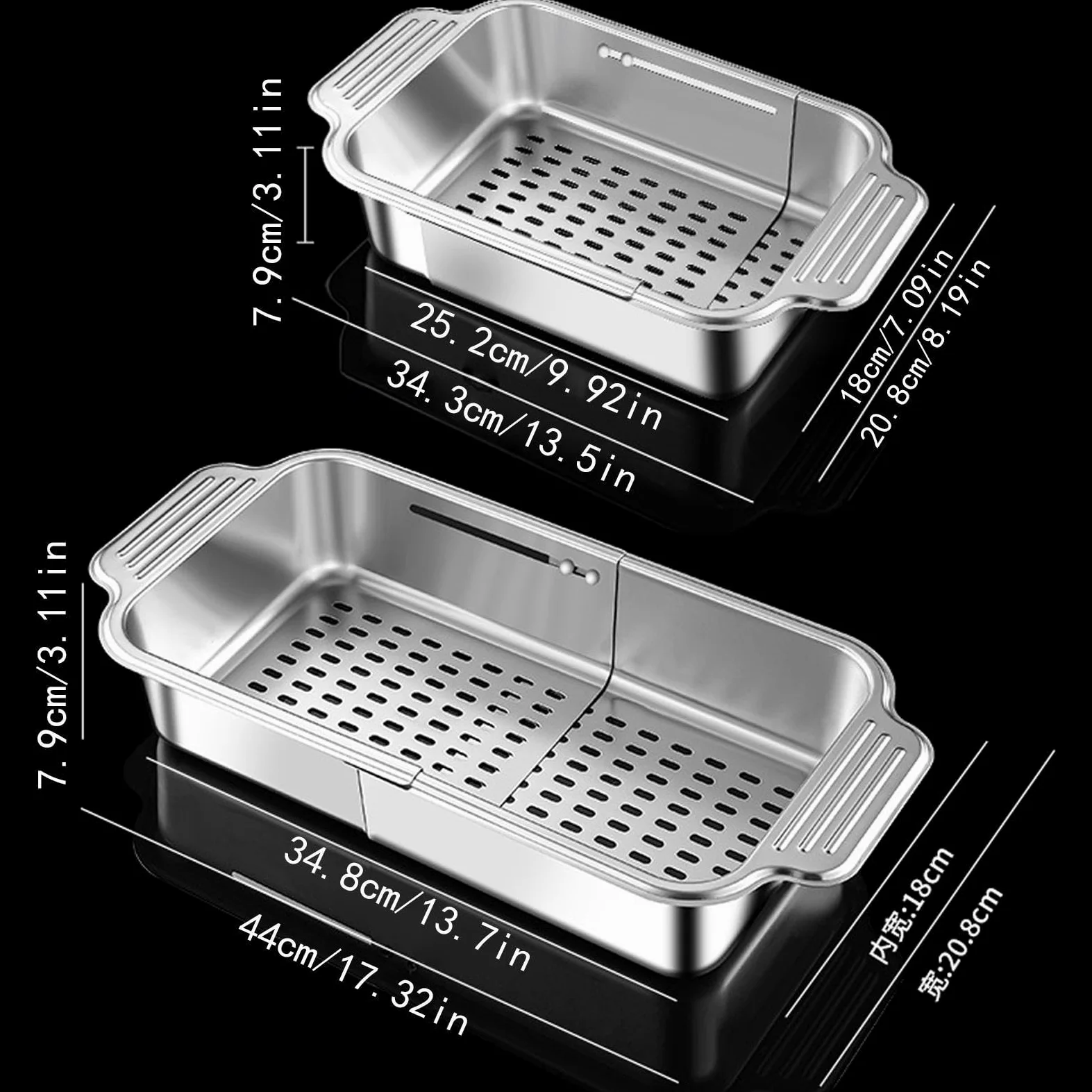 Escurridor Expandible Sobre El Fregadero Colador Telescópico Filtrante | Escurridor De Cocina Para Lavar Para Verduras Y Pasta, Utensilios, Batería De Cocina, Cocina, Hogar, Apartamento, Restauran