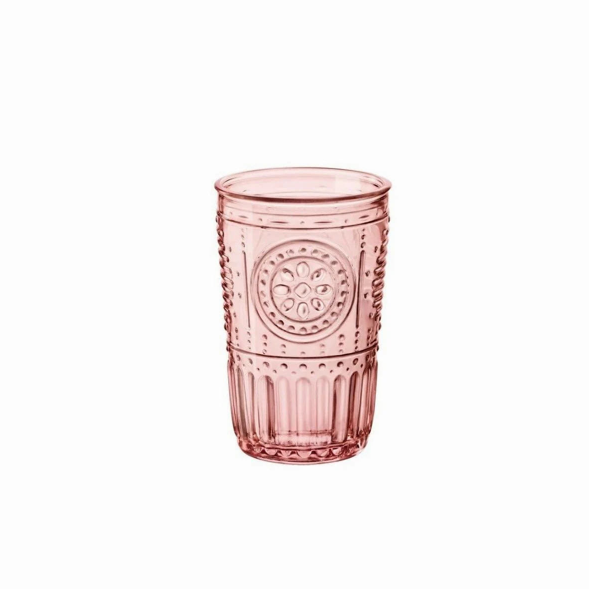 Bormioli Rocco Romantic 090796 - Juego de 4 vasos de cristal, color rosa, 34 cl
