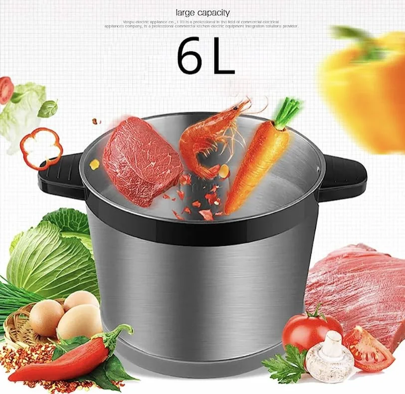 HOME-24 Picadora Eléctrica de Carne y Verdura Multifuncional Acero inoxidable 1000 W / 6 Litros Color Plata