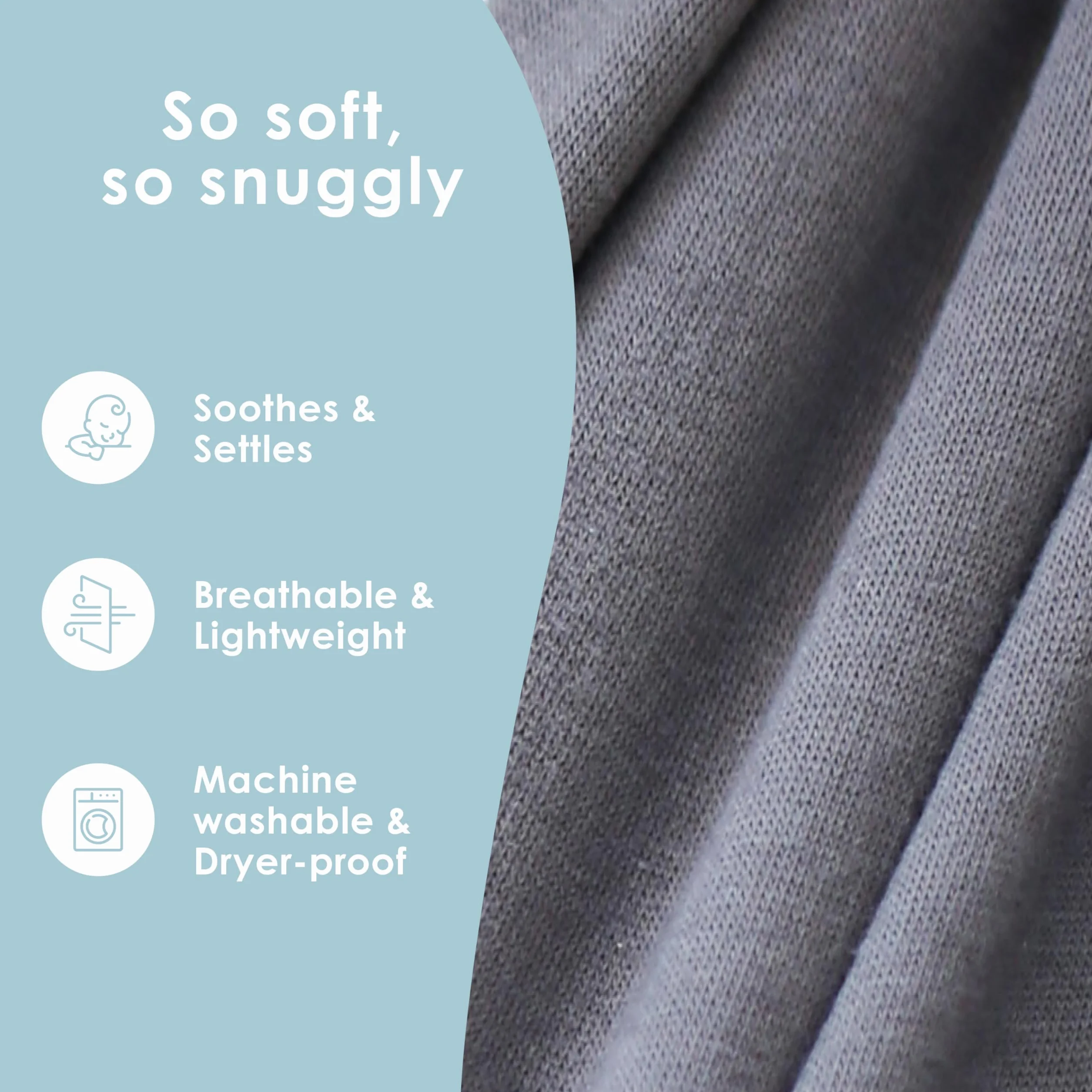 SleepyWrap Fular portabebé para recién nacidos - Porta bebés manos libres, Fular porteo elastizado y ergonómico, Marsupio bebé liviano para niños de entre 3 y 15 kilos (gris)