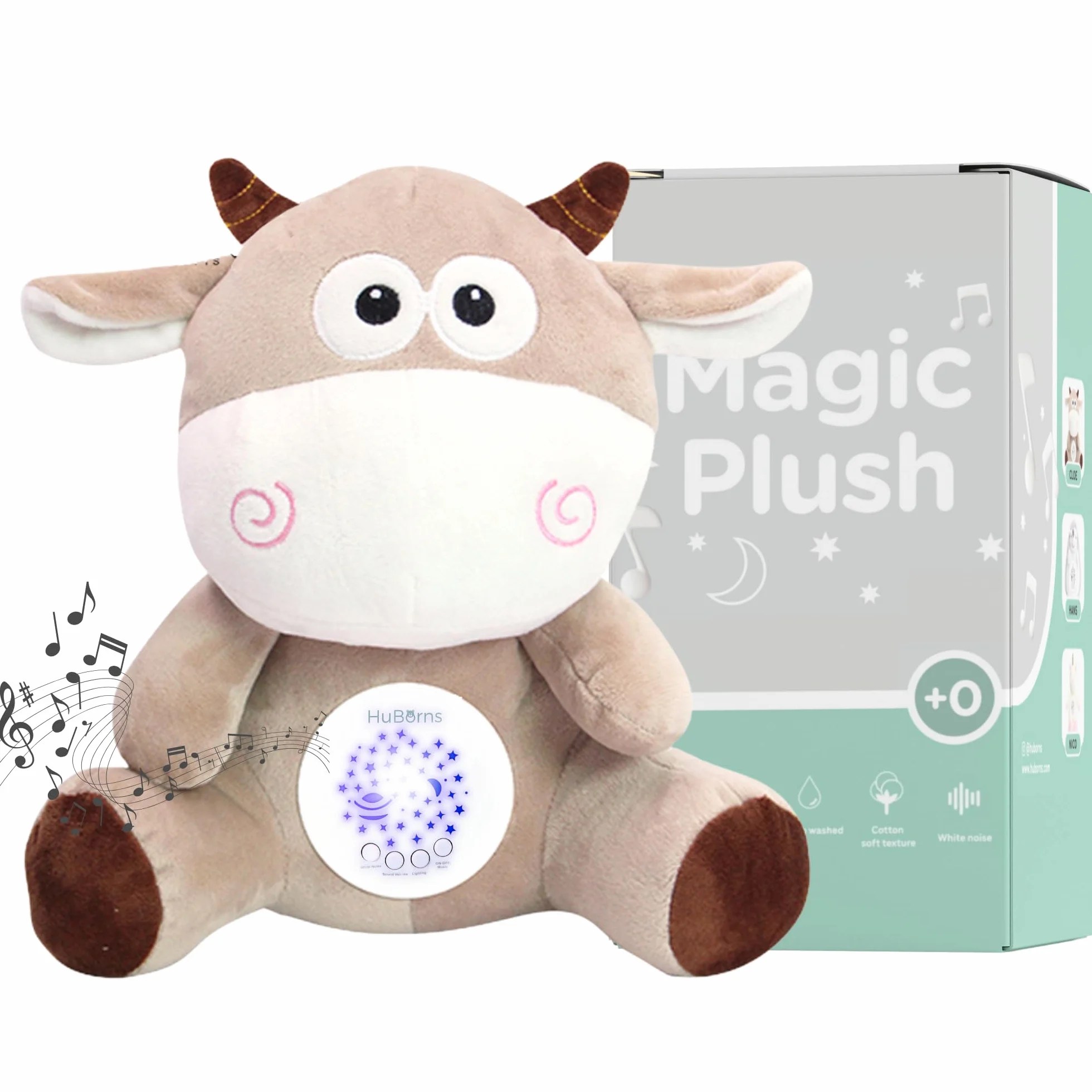 Peluche con Ruido Blanco Bebé 15 Melodías Luz Nocturna Proyector Estrellas Ayuda Dormir Regalo Recién Nacidos Baby Shower