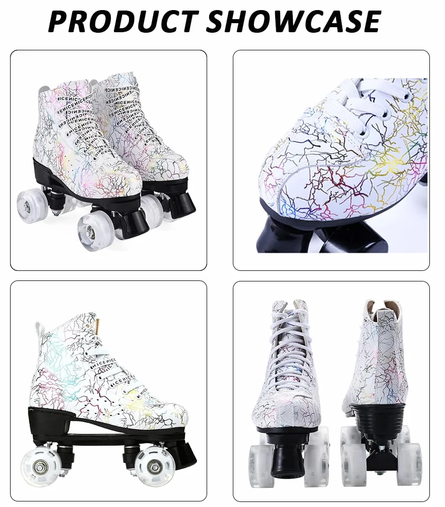 ERNAN Patines LED 4 Ruedas en Paralelo Top Alto Clásico para Adulto Mujer Hombre