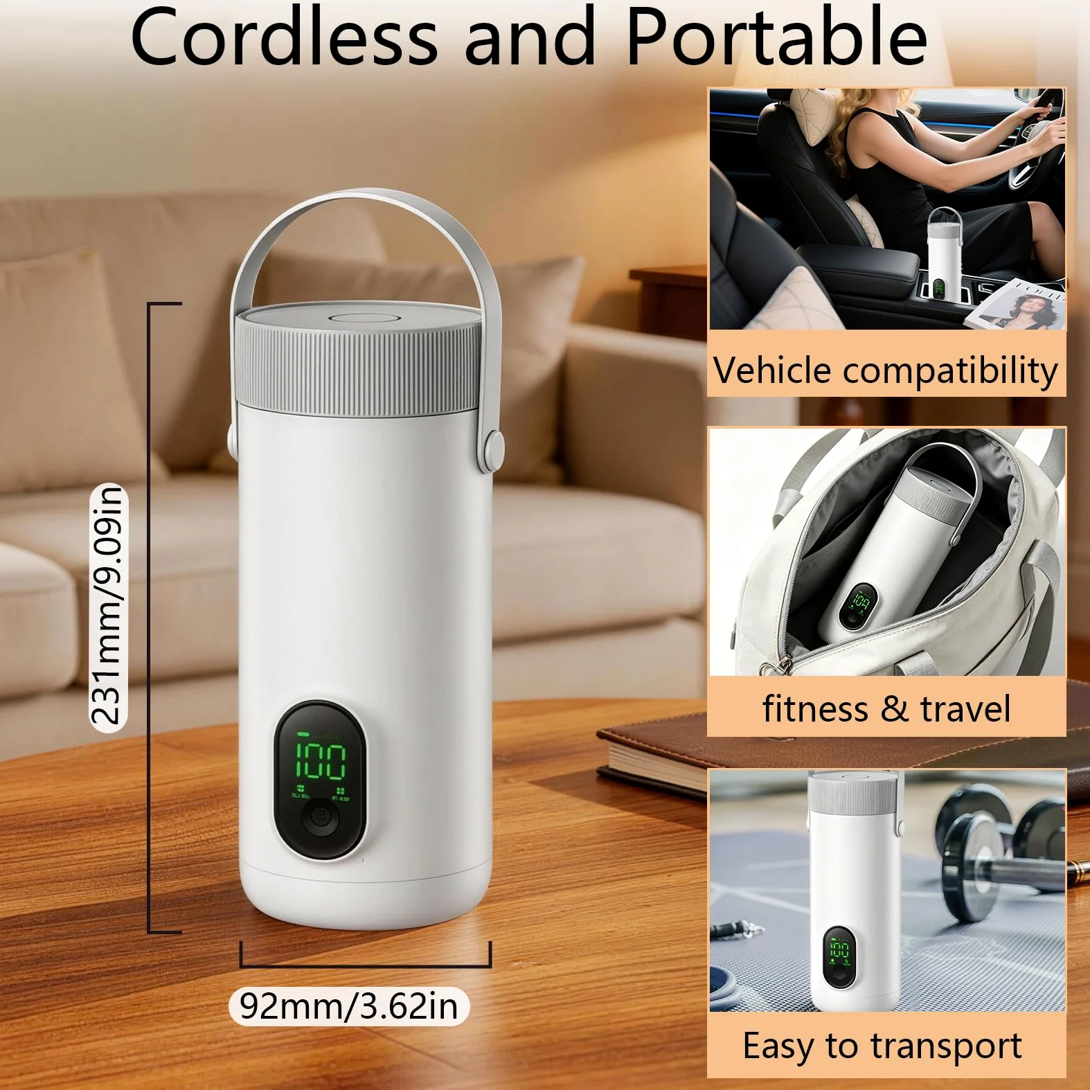 Hervidor Eléctrico Portátil, 500ml Pequeño Hervidor de Agua Eléctrico, 6 Ajustes de Temperatura, Acero Inoxidable 304, Calentamiento Rápido en 15 Minutos, para Hacer Leche Café Té