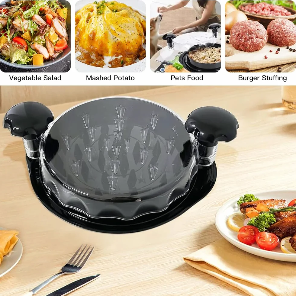 Desmenuzador de pollo,25 cm, mango ergonómico, sin BPA,picadora de pechuga de pollo visible,Trituradora de Pollo con Tapa Transparente,para carne de res molida, cerdo y pollo