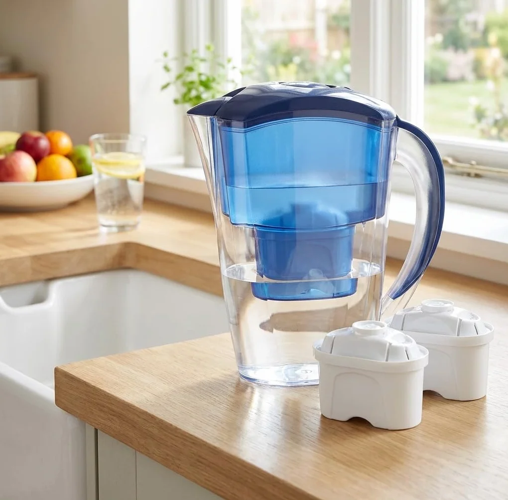 Suinga Jarra Purificadora Agua 2 litros + 3 Filtros de Recambio | Jarra Filtradora de Agua | Filtrado de agua Osmosis Casa