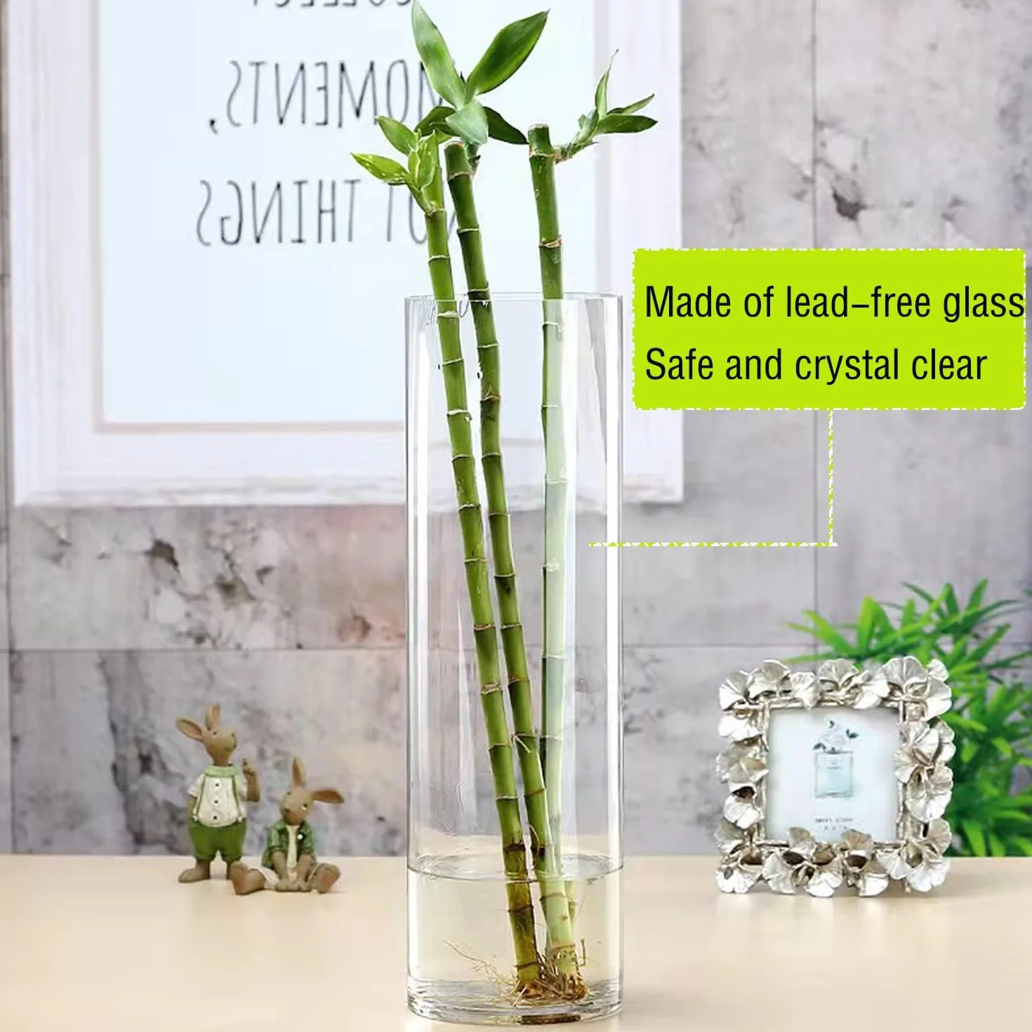 TSKDKIT Jarrón grande de cristal para flores de 30 cm, jarrón cilíndrico de vidrio, jarrones transparentes para sala de estar, jarrones grandes modernos de 30 x 10 cm