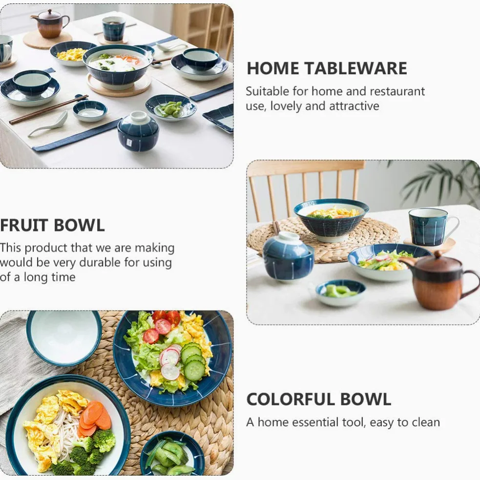 Cuencos de cerámica para Cereales, Cuenco de arroz japonés, Cuenco para Ensalada, Cuenco de Porcelana para Servir, Cuenco para Ramen, Cuenco para Sopa y Aperitivos