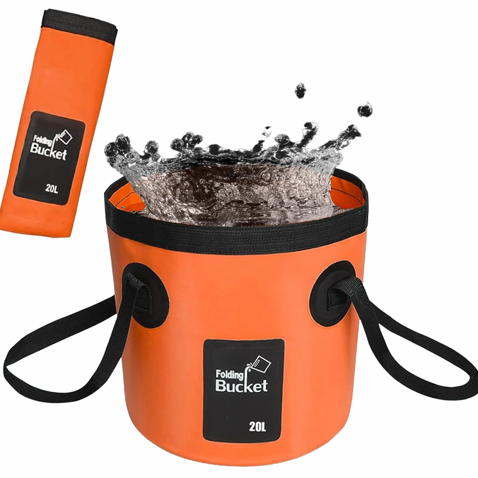 Cubo plegable ultraligero 20L para exterior camping pesca lavado coche naranja