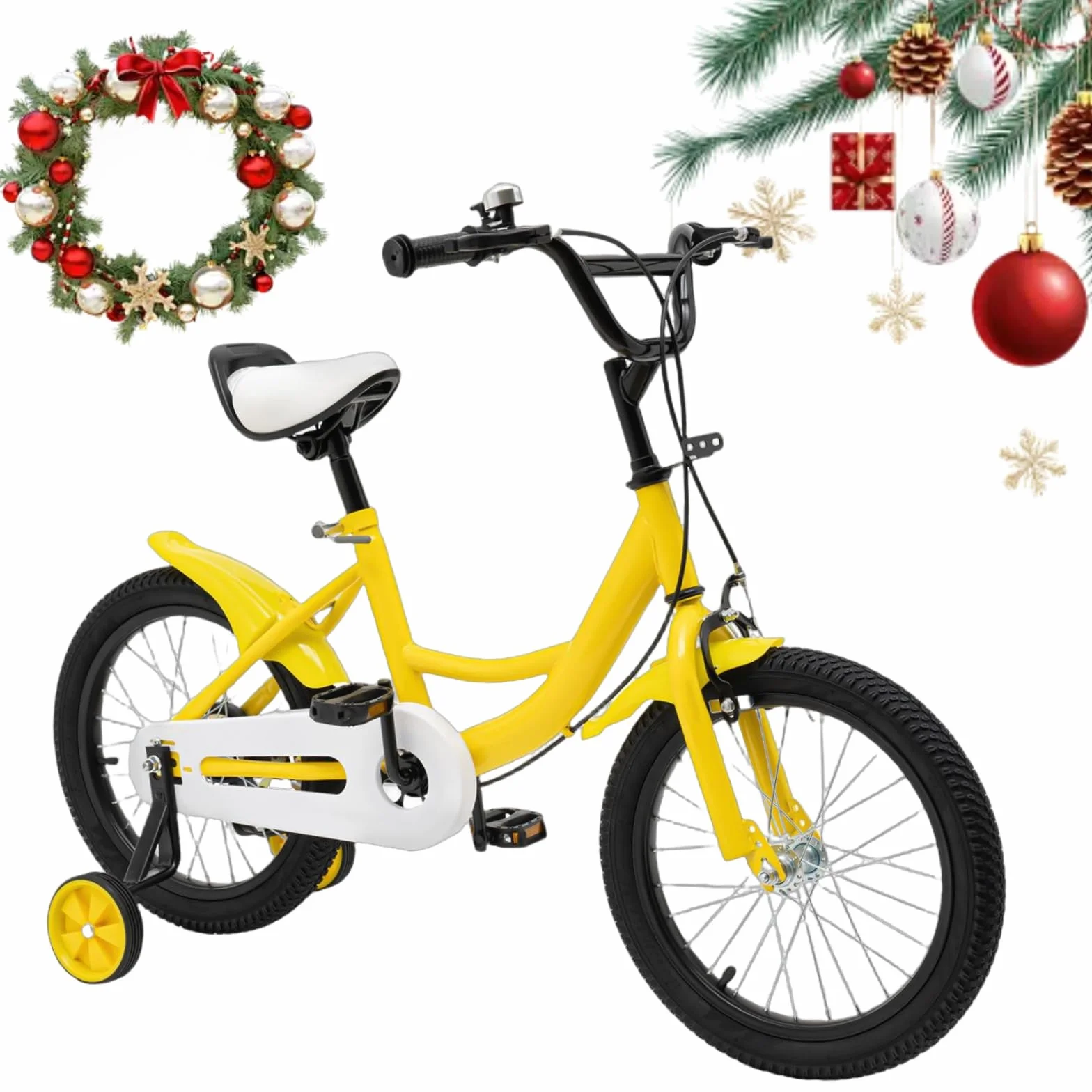 Bicicleta Niños 16 Pulgadas 5-8 Años Altura Ajustable Ruedas Estabilizadoras Aleación Acero Carbono