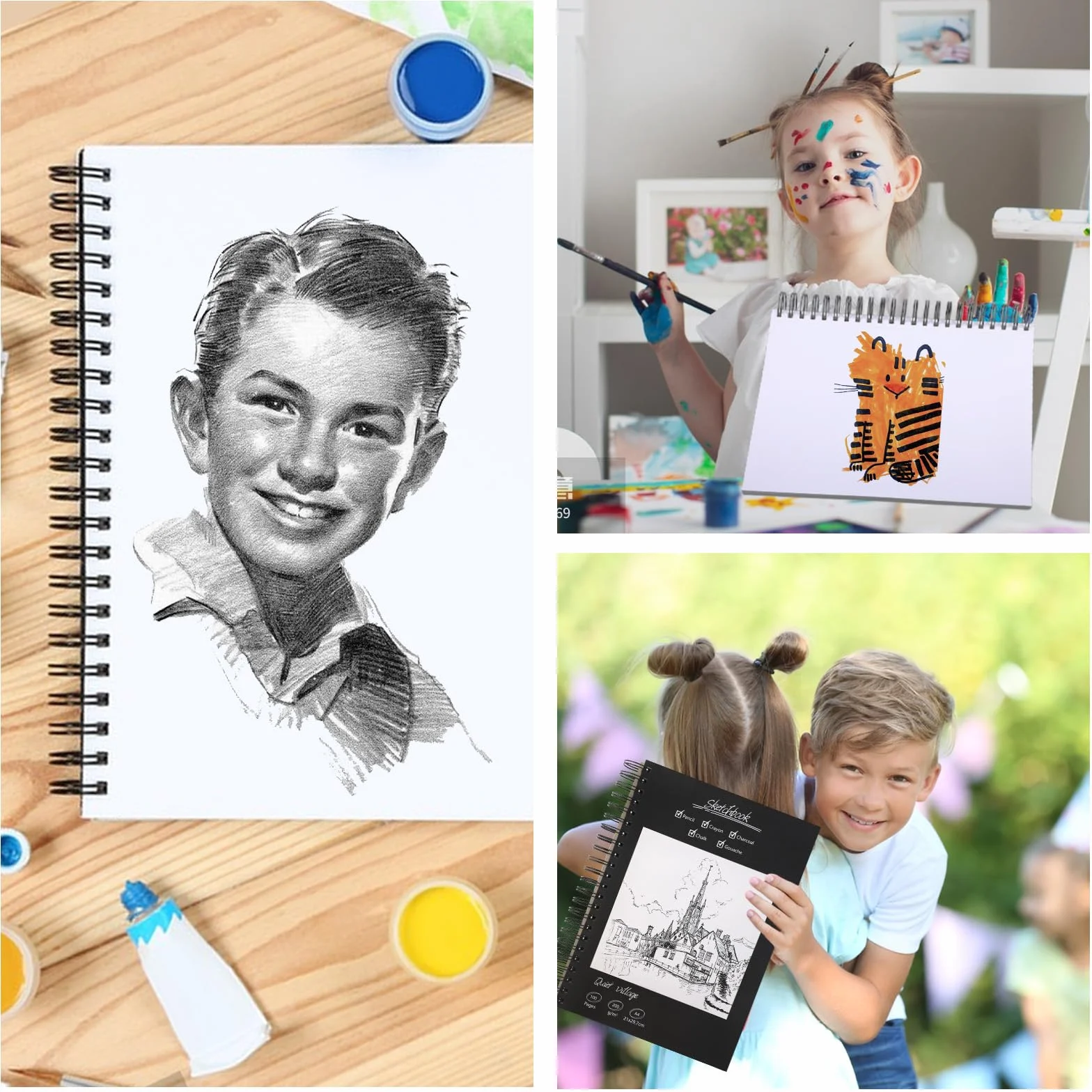 Sketchbook A4 – Cuaderno de Dibujo Premium, 50 Hojas / 100 Páginas, 200 g/m² Bloc de Dibujo A4, Block Dibujo con Encuadernación Espiral, Ideal para Dibujar y Notas