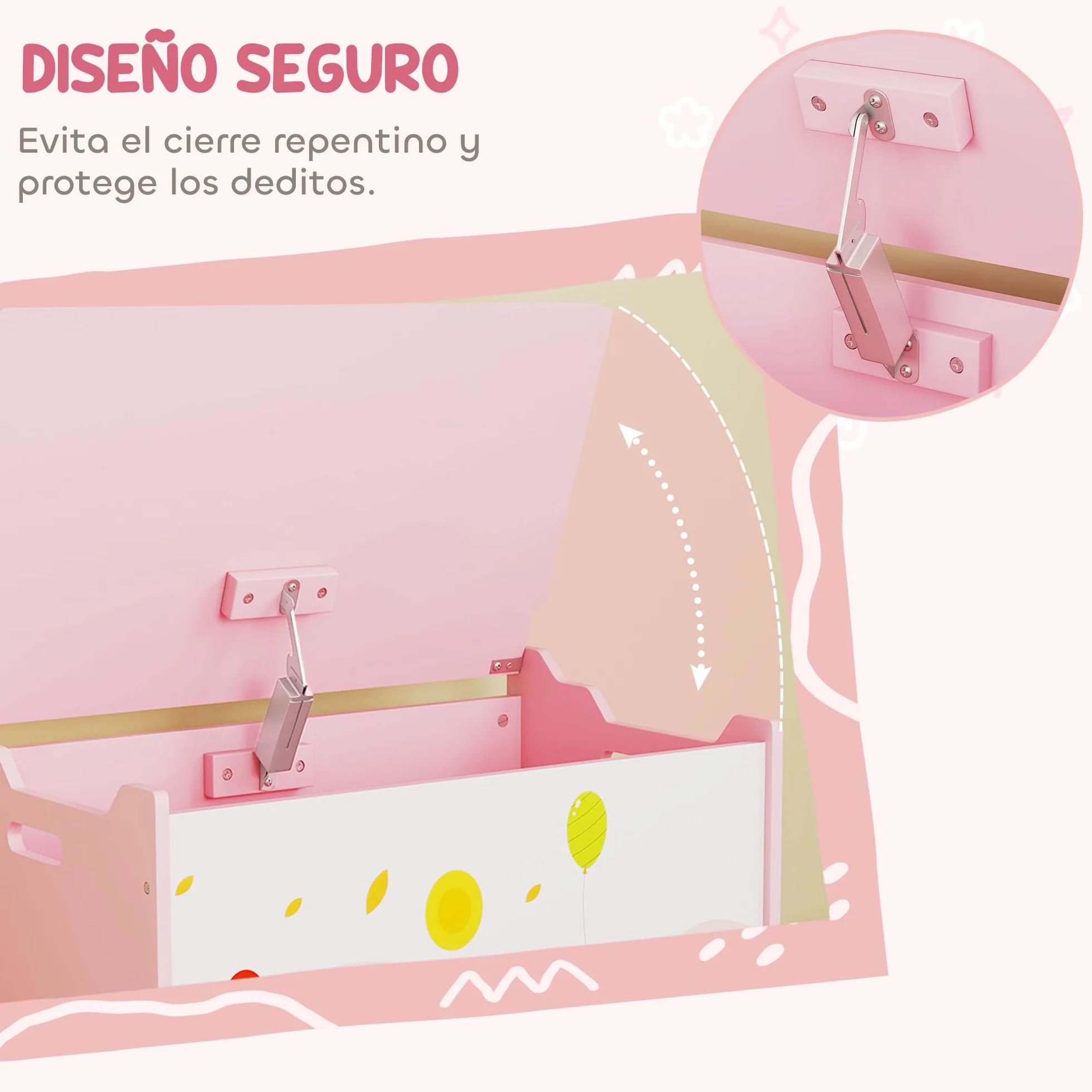 AIYAPLAY Caja de Almacenaje de Juguetes, Baúl Juguetes Infantil, Tapa Abatible con Cierre Suave, Asas, Estampados de Animales, para Libros, Ropa en Dormitorio, Sala de juegos, Guardería, Rosa