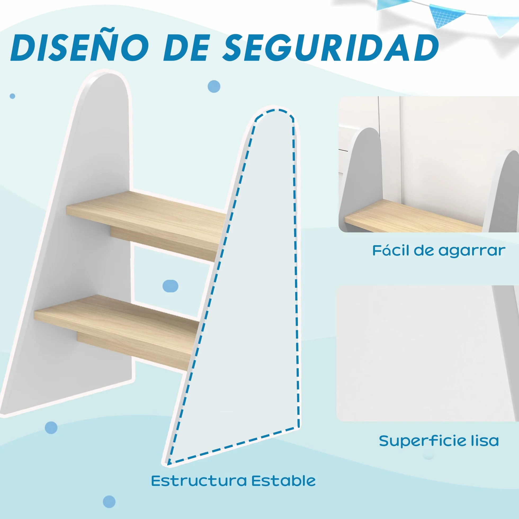 AIYAPLAY Taburete Torre de Aprendizaje 2 Peldaños para Niños +3 Años Blanco