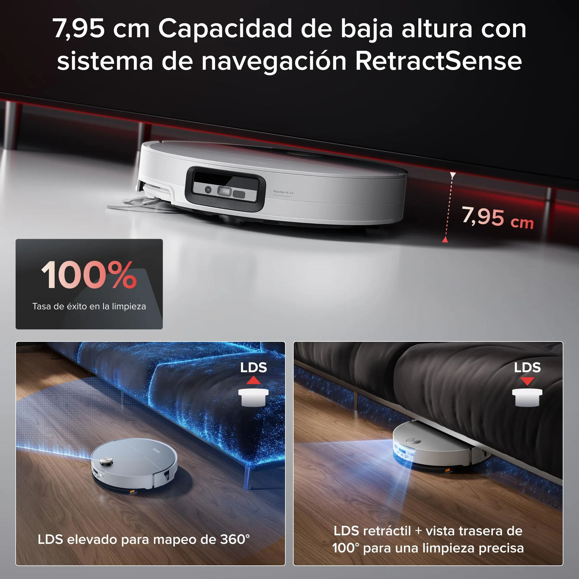 roborock Saros 20 Sonic Robot Aspirador 36.000 Pa, Motor HyperForce, Doble Sistema Antienredos, Chasis AdaptiLift Supera Umbrales de 8,8 cm, Nuevo RockDock, Planificación por Voz SmartPlan 3.0