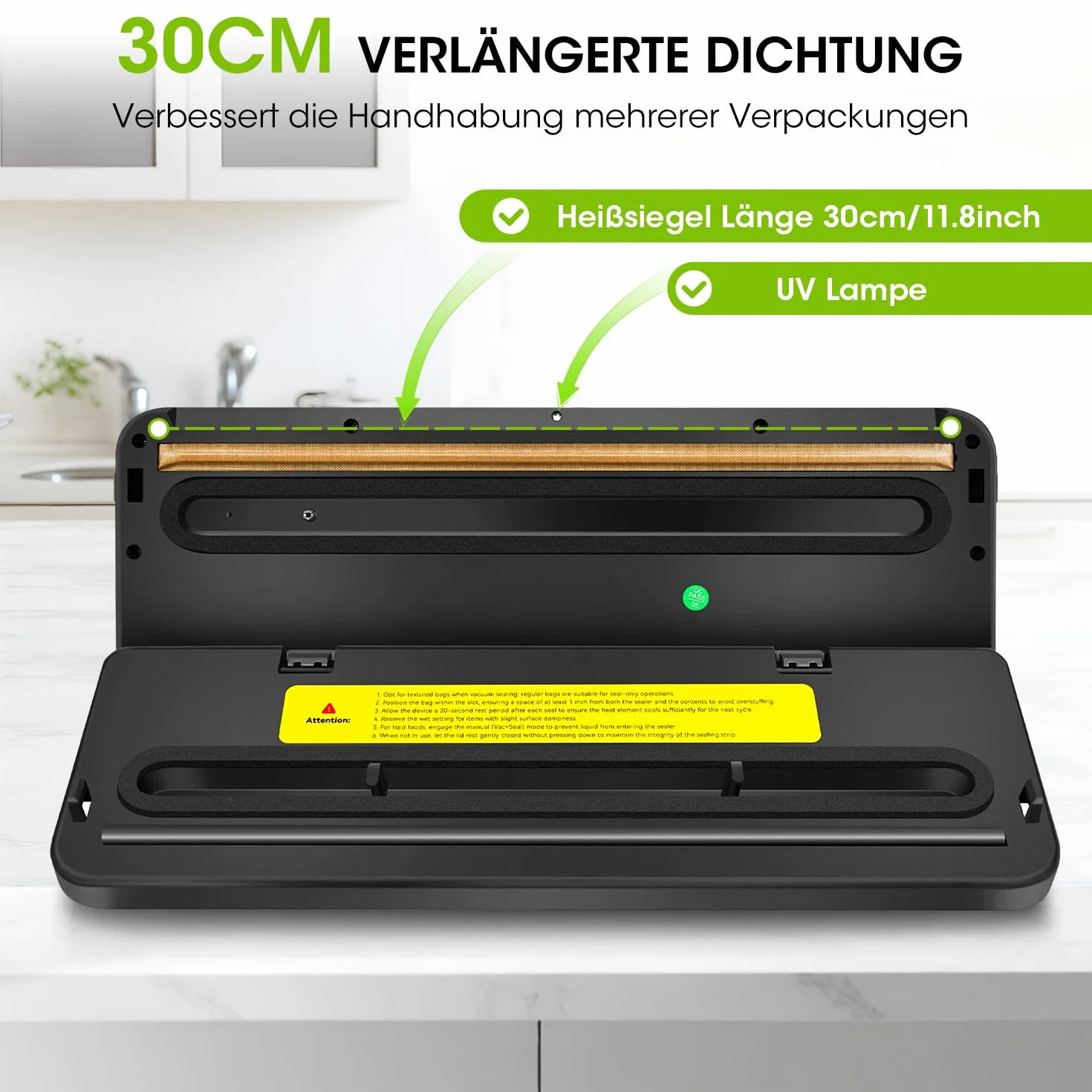 Vexloria Máquina de Vacío 65Kpa, 5 en 1 Conservación de Alimentos | Modos Seco y Húmedo | 30 Bolsas de Vacío Incluidas | Vakuumizador Profesional para Alimentos, Negro
