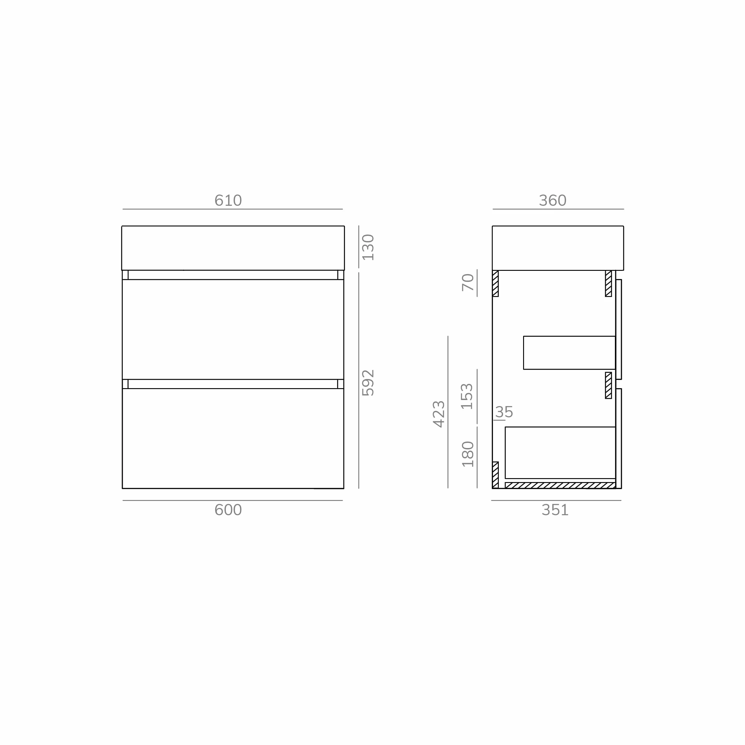 Baikal Conjunto de Mueble de Baño. Mueble Suspendido en Pared. Disponible en Distintas Medidas y Acabados. El Mueble se Entrega MONTADO. TAAL + Lavabo 60/36 cm Gris Oscuro