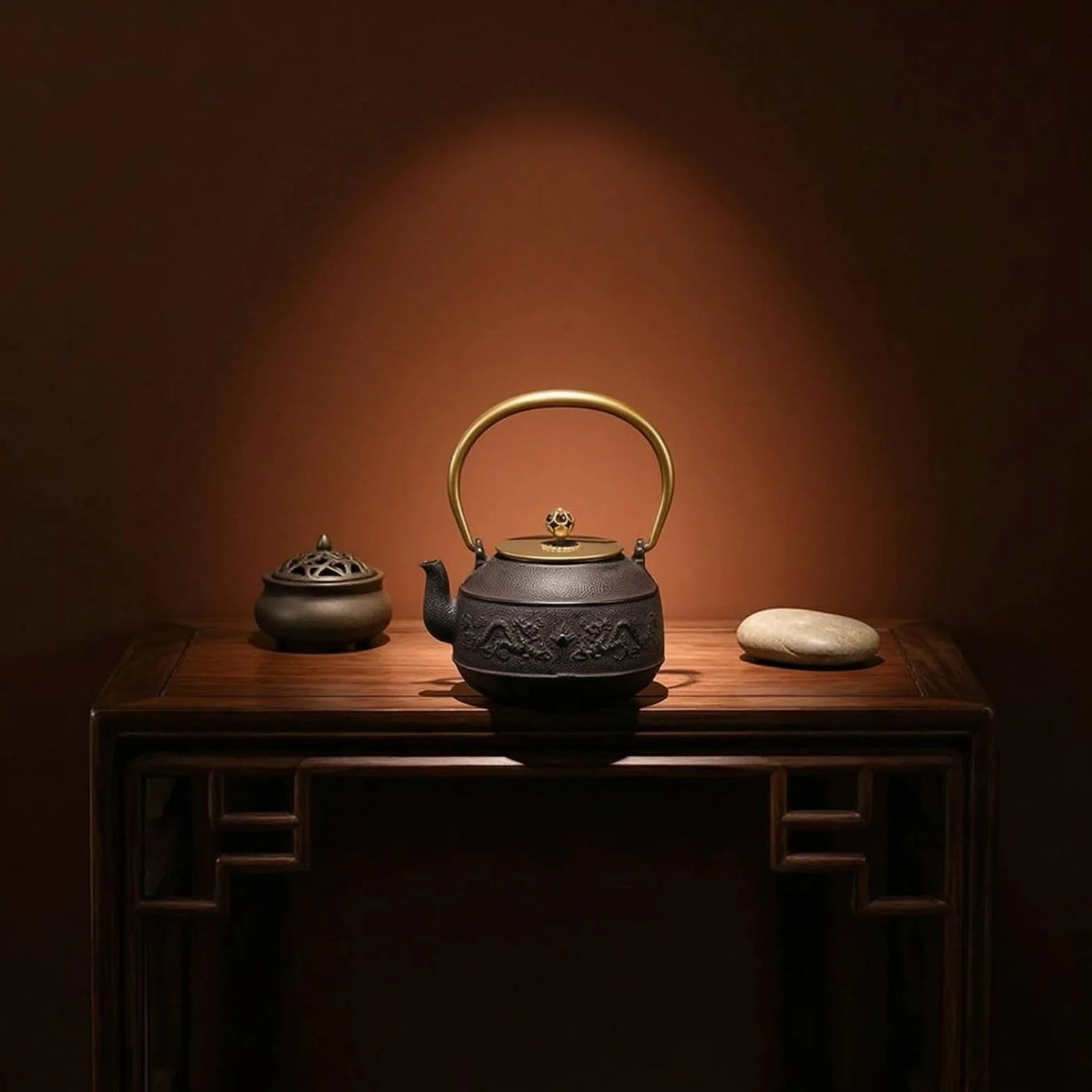 Tetera Hierro Fundido con Cesta para Infusiones Creativa Tetera con Cesta para Infusiones Aficionados Al Té, Black, Chunsemanyuan