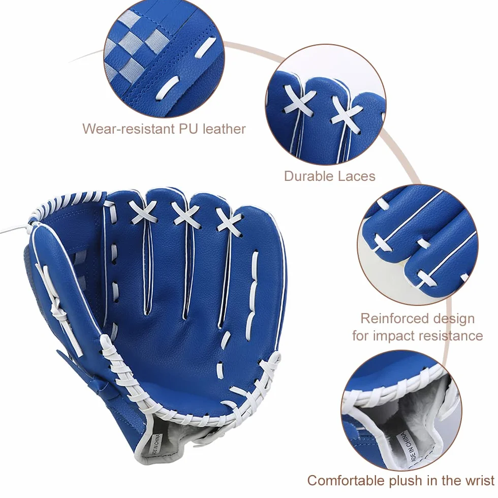 Guantes de béisbol para niños adolescentes adultos mano izquierda entrenamiento