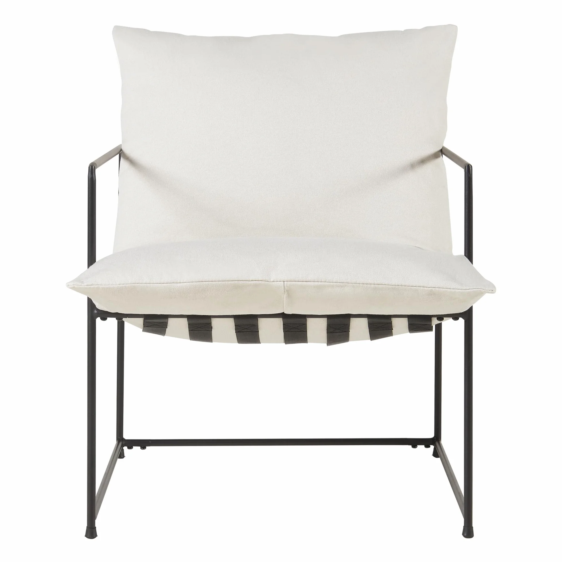 [en.casa] Sillón para Salón Utsjoki Silla Elegante con Reposabrazos Butaca con Cojin Acolchado y Lavable para Dormitorio Salón Oficina Metal/Textil 90x61x70cm - Negro/Beige