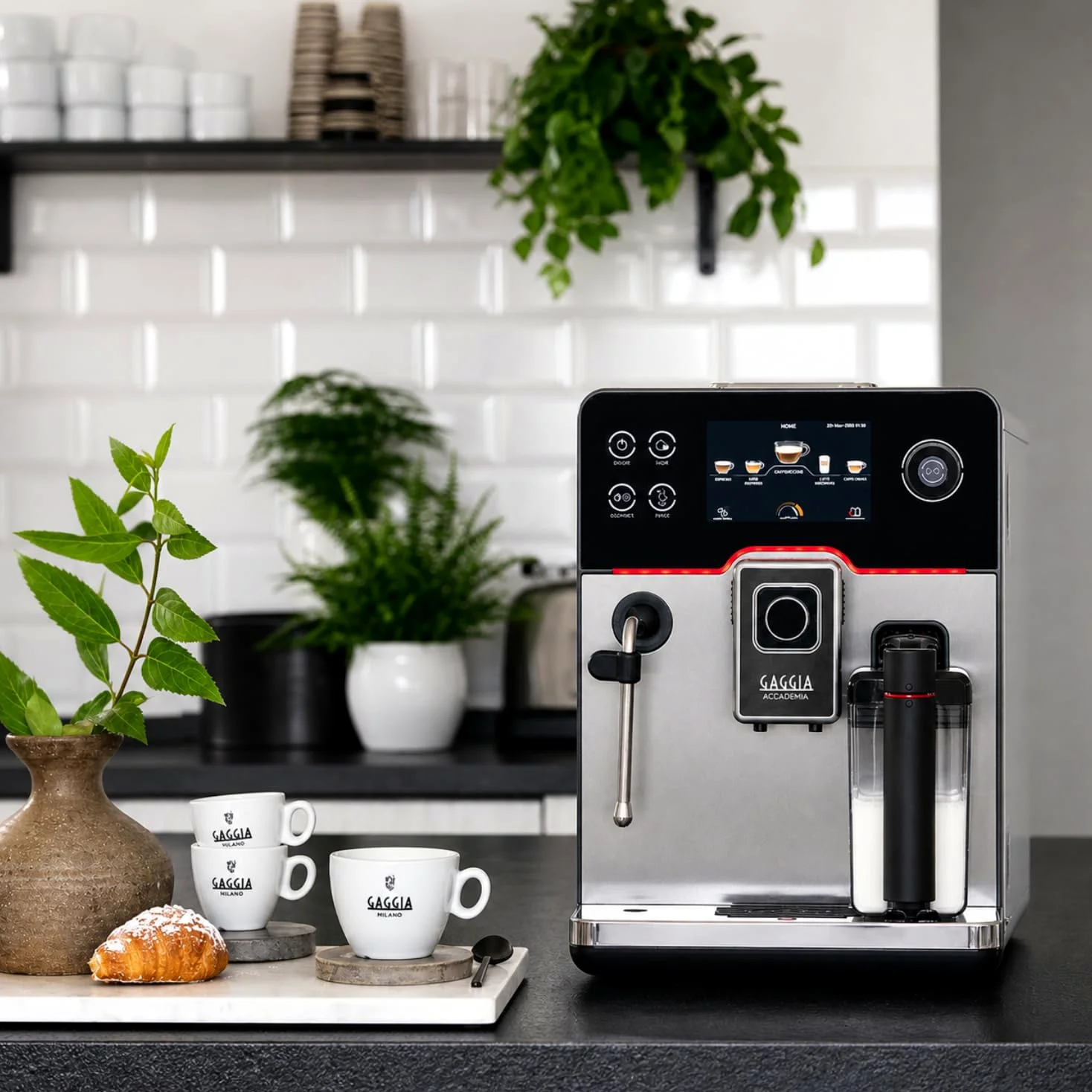 Gaggia Accademia One Touch - Máquina de café totalmente automática de grano a taza, cafetera de capuchino y espresso con 19 recetas de un solo toque (acero inoxidable)