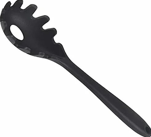 Servidor de espagueti de silicona - Tenedor de pasta - Longitud 28,5 cm (negro)