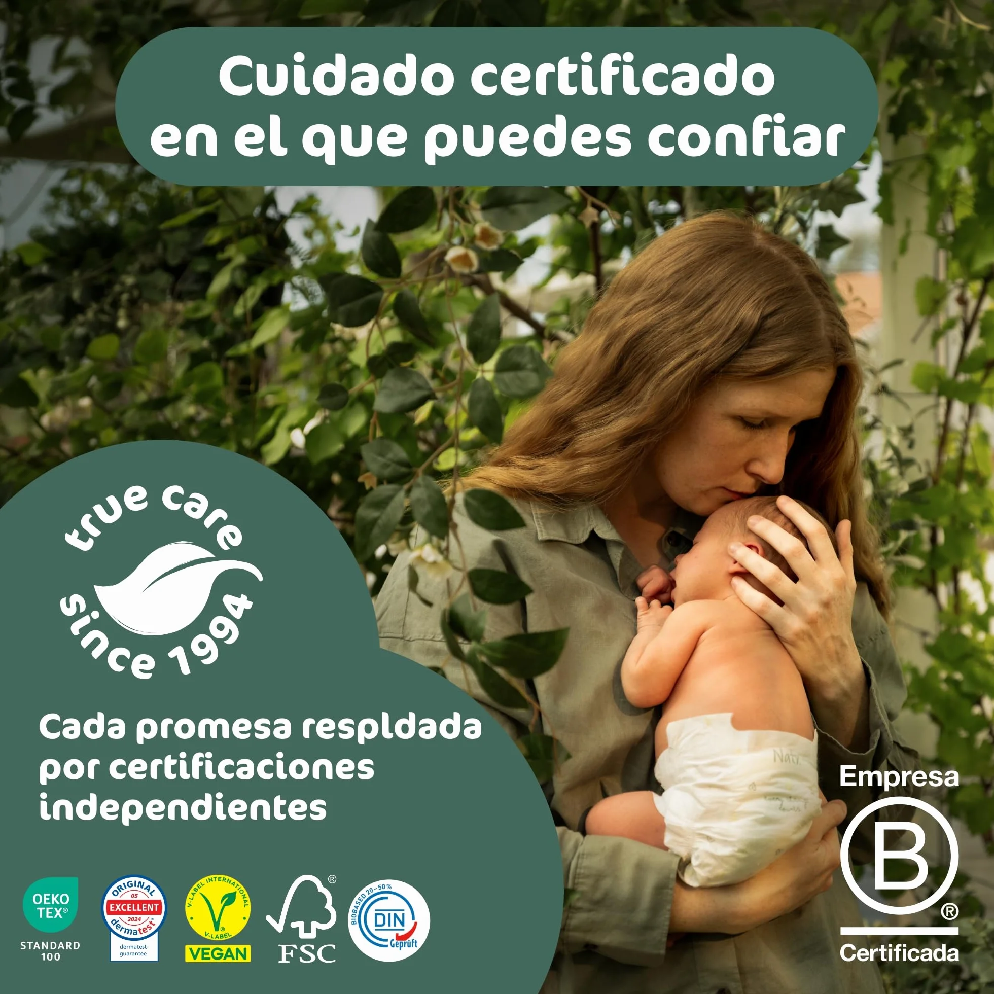 Naty BioEmbrace Pañales Bebé Talla 4 (7-18 kg) 88 unidades Protección antifugas Suavidad vegetal Sin cloro