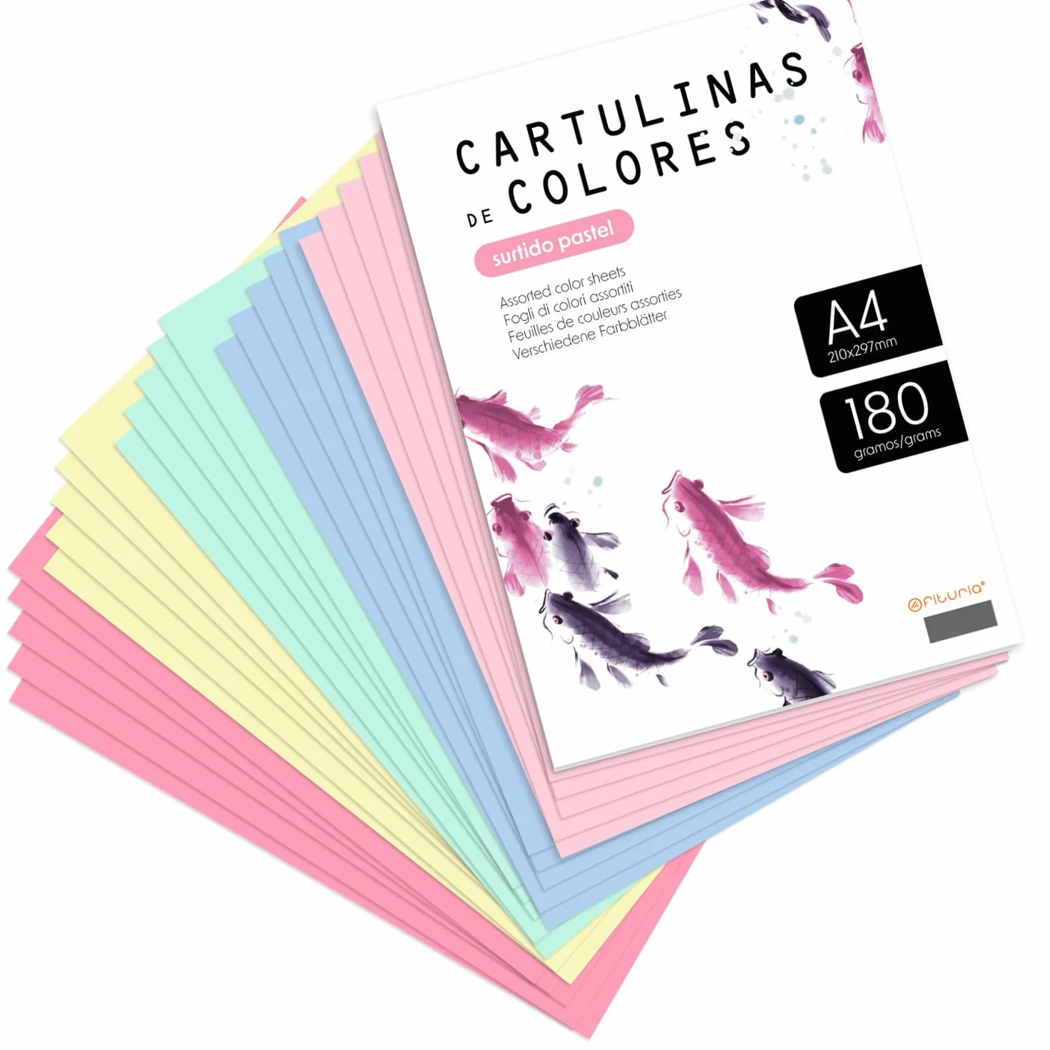 Cartulina de Colores, Cartulina A4 Colores Surtidos Pastel, Folios de Colores 180gr Manualidades, Imprimir tus Documentos y Diseños Creativos, Folios de Colores A4 · m-office (x10, Surtido Pastel)