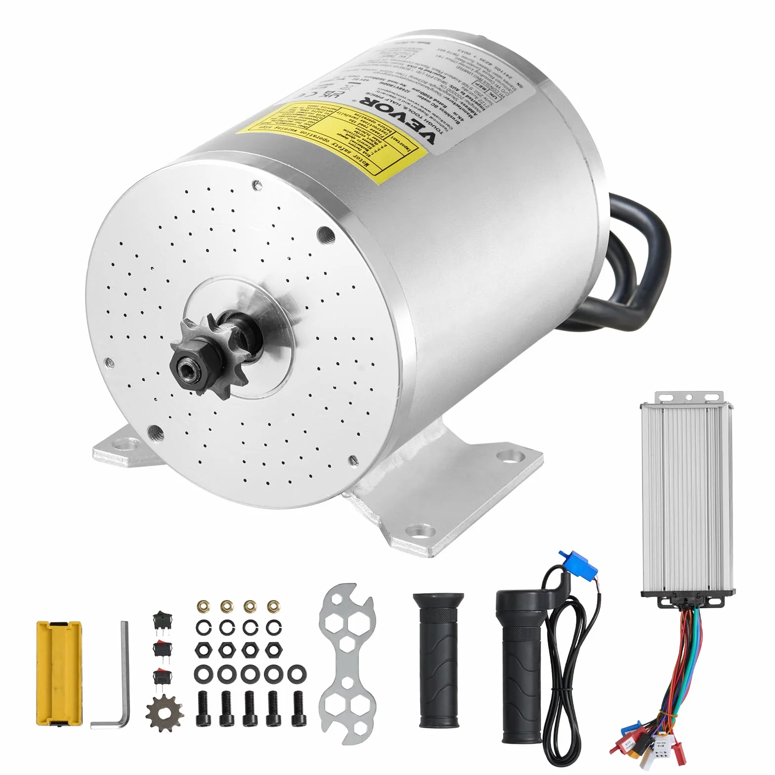 VEVOR Kit de Motor Eléctrico sin Escobillas de CC 1800 W 48 V 4500 RPM con Controlador de Velocidad