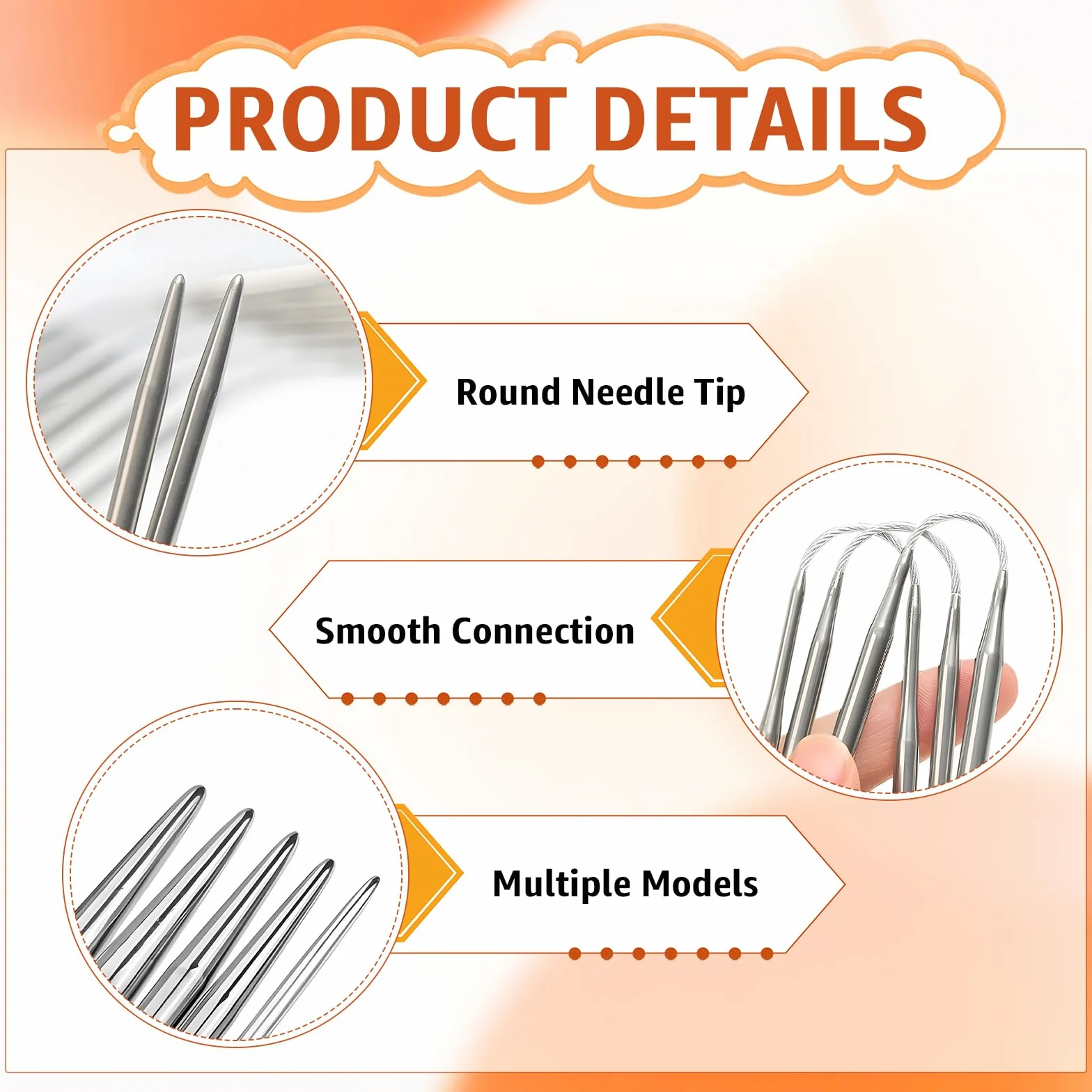 15 Piezas Agujas de Tejer Circulares Acero Inoxidable, 2 mm/2,5 mm/3 mm/3,5 mm/4 mm Juego de Agujas de Tejer Punto para Principiantes Aguja de Hilo para Sombreros Calcetines Bufandas Sombreros Tejido