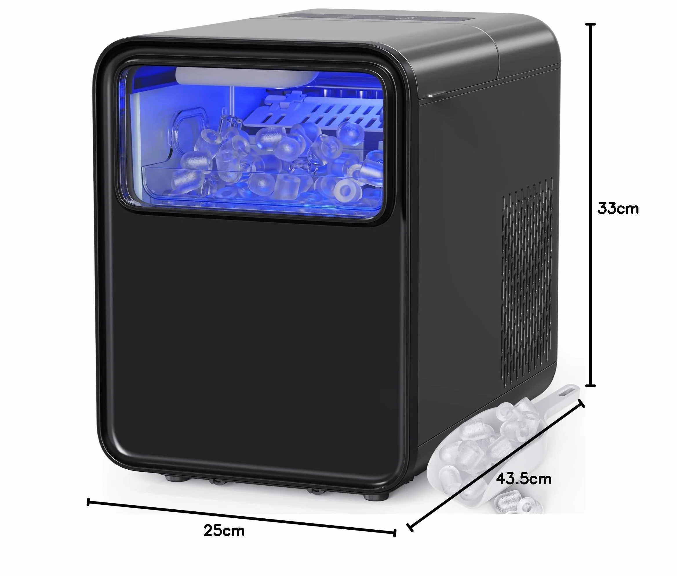 QEXREED Máquina de Hielo, Maquina de Hacer Hielo 12 kg/24h, 9 Cubitos de Hielo en 6 Minutos, Maquina de Hielo para Casa Autolimpiadora, Hielo de 2 Tamaños