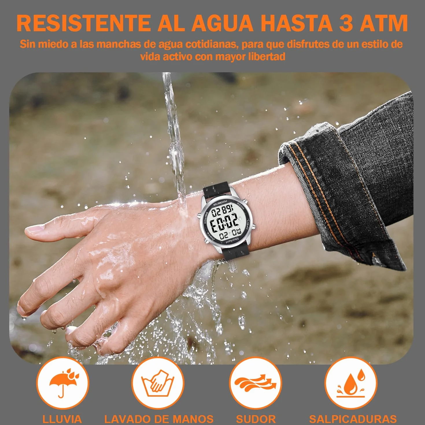 Hearkent Podometro Reloj para Caminar para Senior Sin Bluetooth No Requiere App con Contador de Pasos Calorias y Numeros LCD Grandes